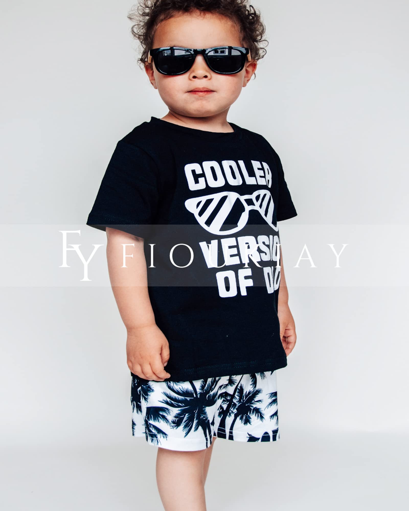 fioukiay 4T Black Toddler Boys Sring Summer Shorts Set Boys Letter Printed Palm Leaf Clothes Outfit