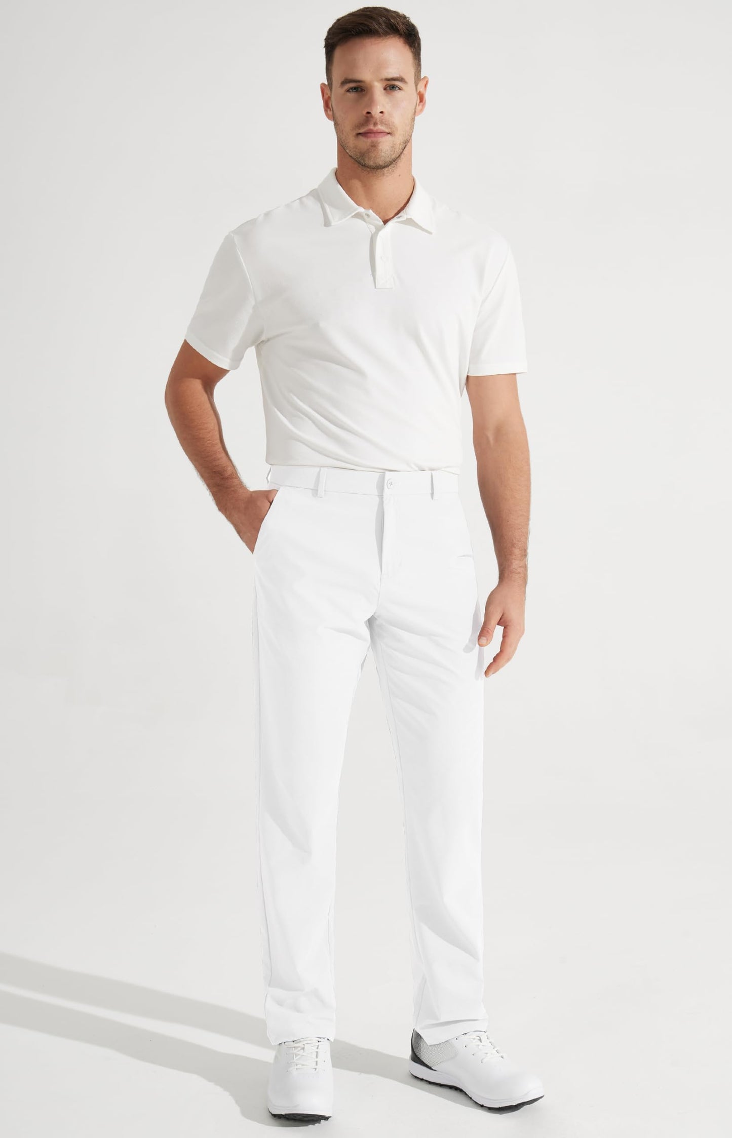 Libin Men's Golf Pants Classic Fit Stretch Work Dress Pants 32" Quick Dry Lightweight Business Casual Trousers Comfort Water Resistant, Black, 33W x 32L