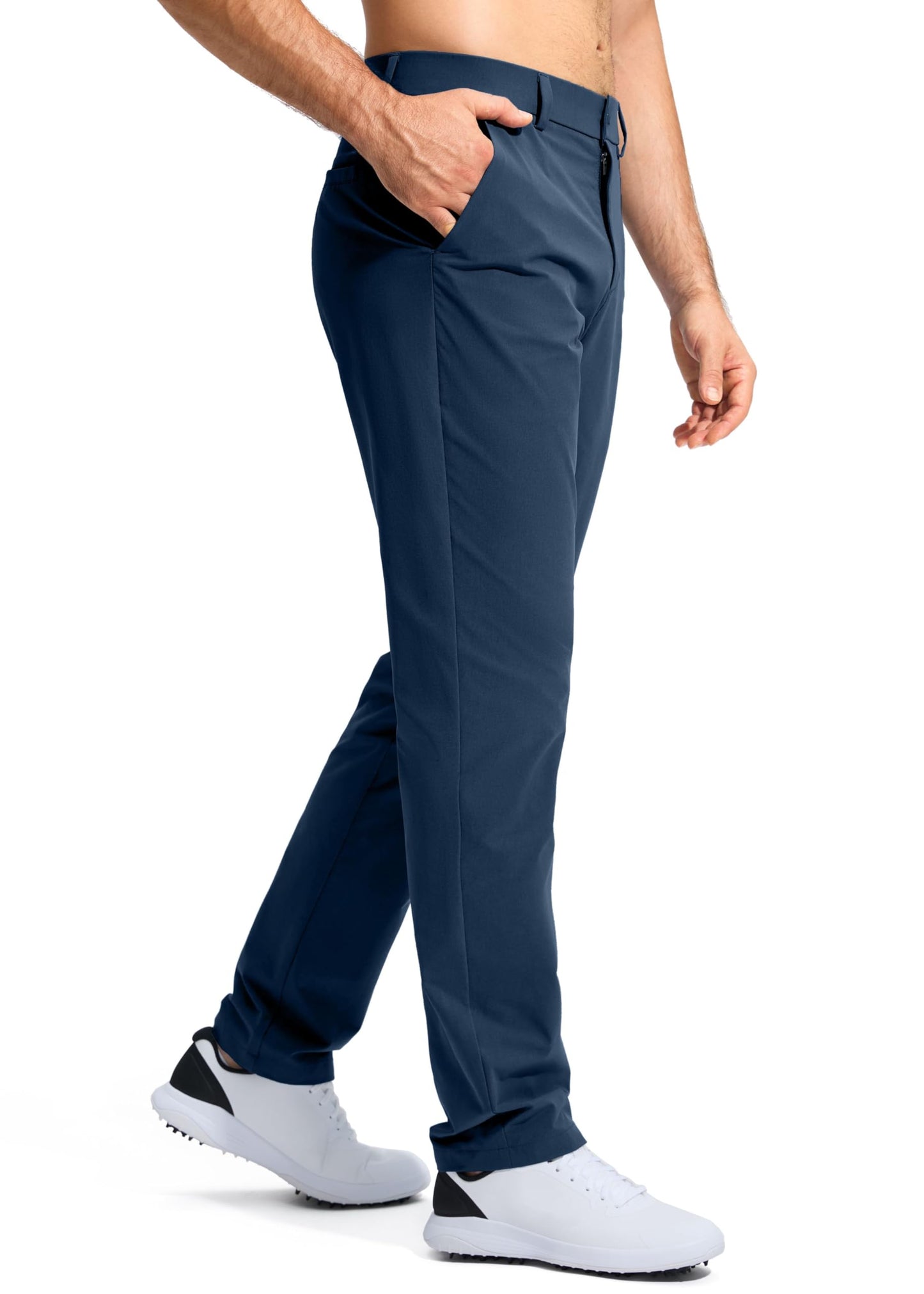 Pudolla Men's Golf Pants Stretch Classic Fit Work Dress Pants 30 Lightweight Quick Dry Casual Slacks Trousers with Pockets(Khaki 34Wx30L)