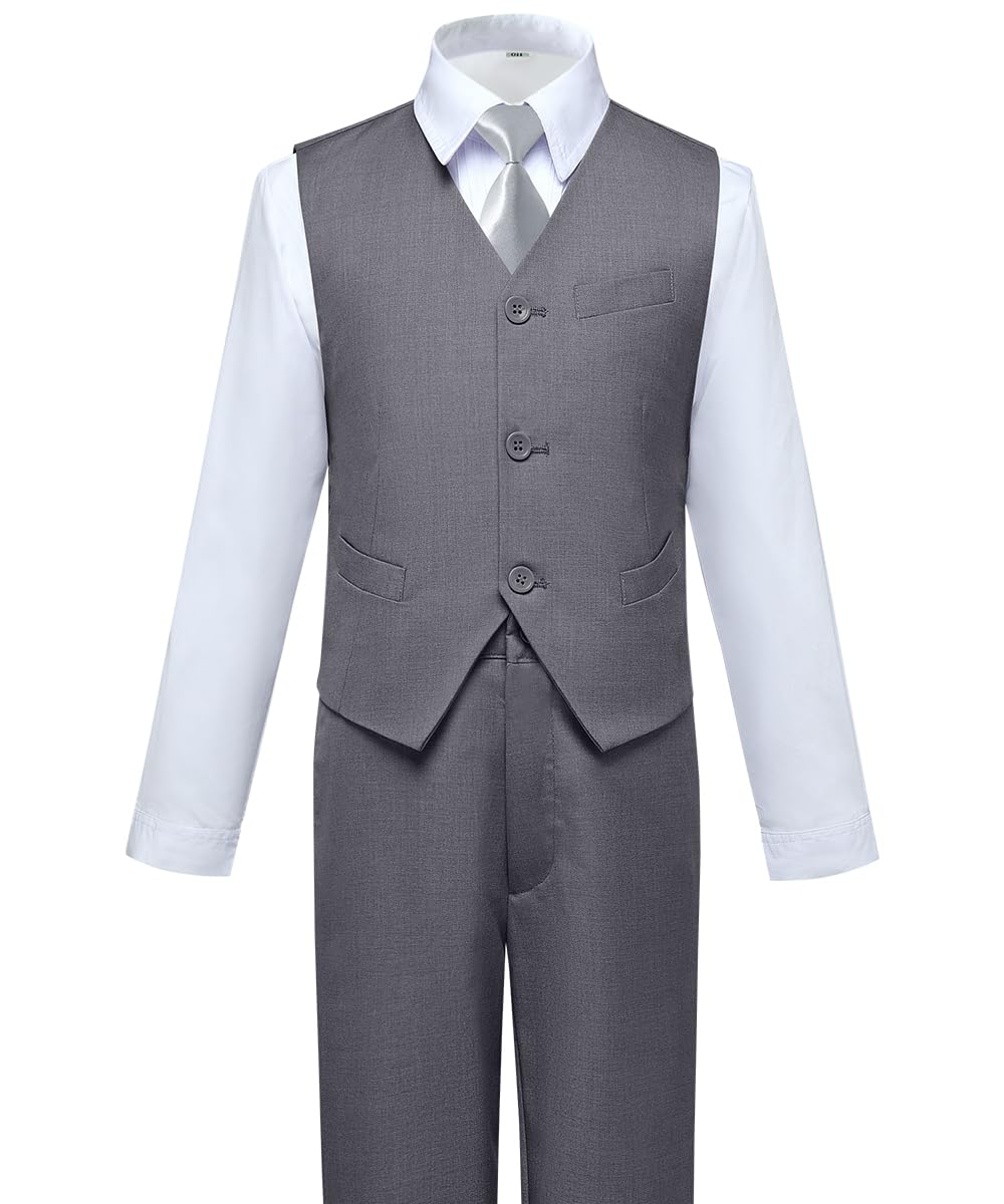 Visaccy Suit for Boys 5 Pieces Kids Tuxedo Boy Suits Slim Fit Suits Outfit for Wedding Navy Blue Size 20