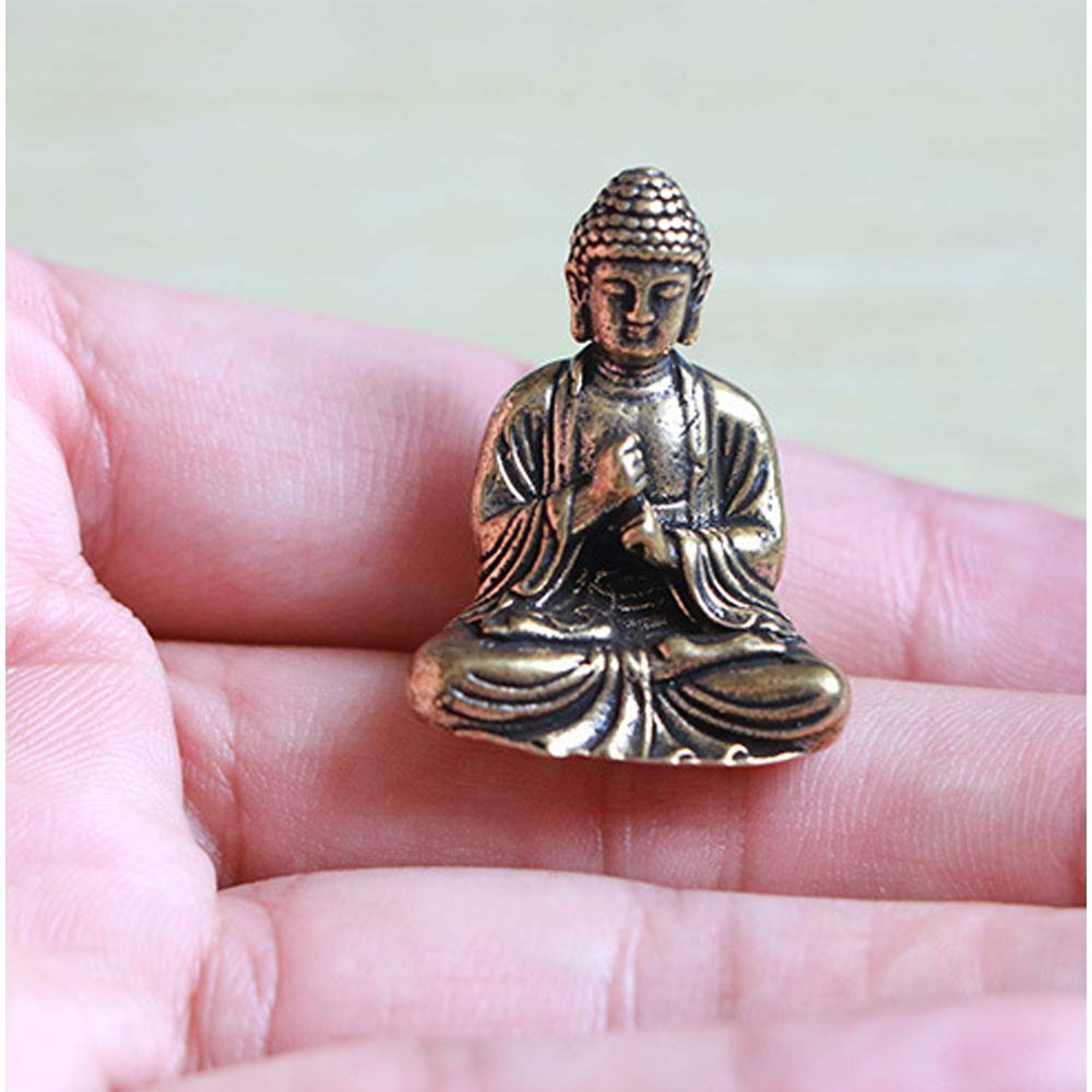 SaiDian 2 Pcs Mini Statue Brass Sakyamuni Buddha Ornaments