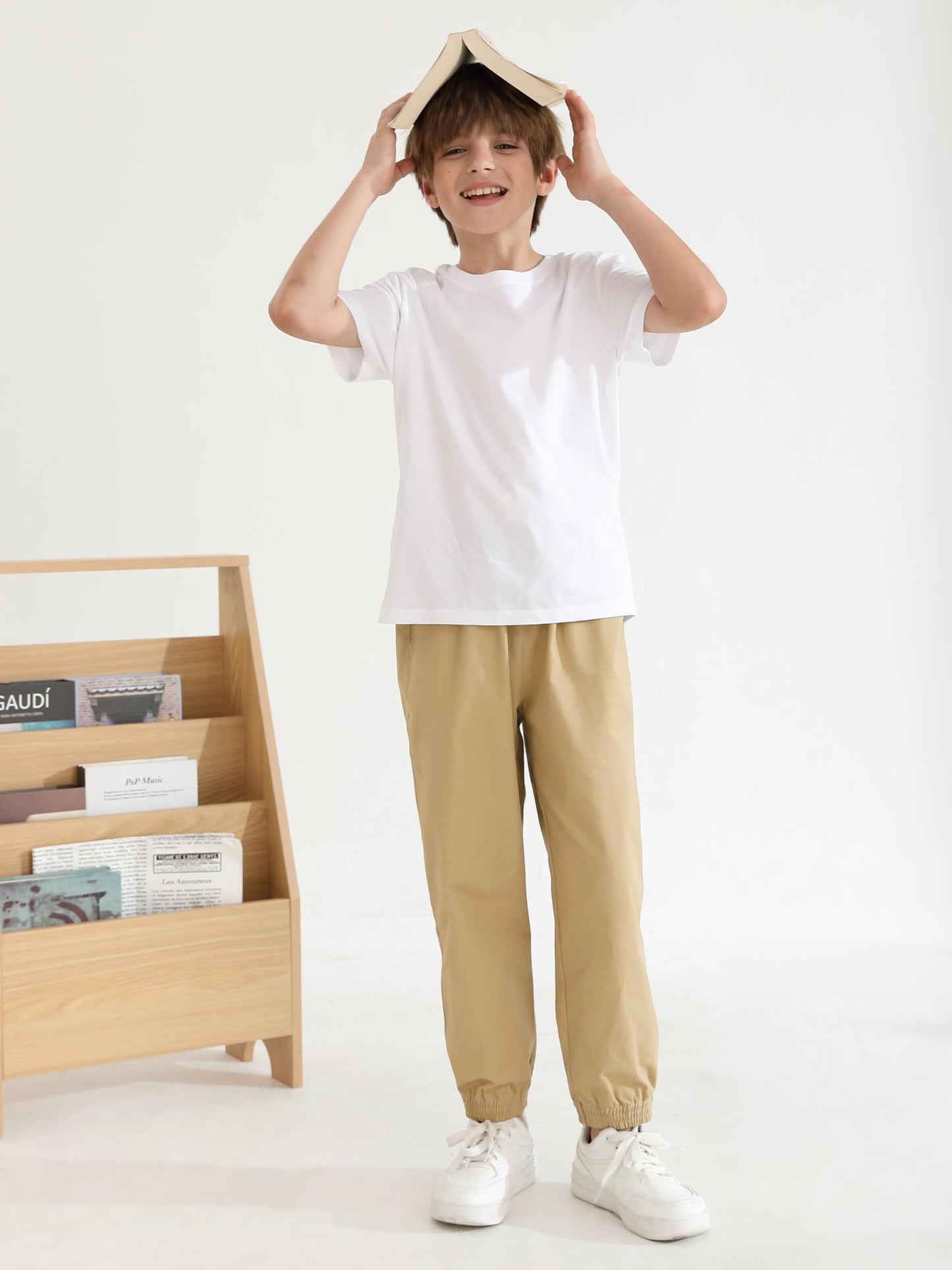 Resinta 3 Pack Boys' Stretch School Jogger Pants Pull-On 