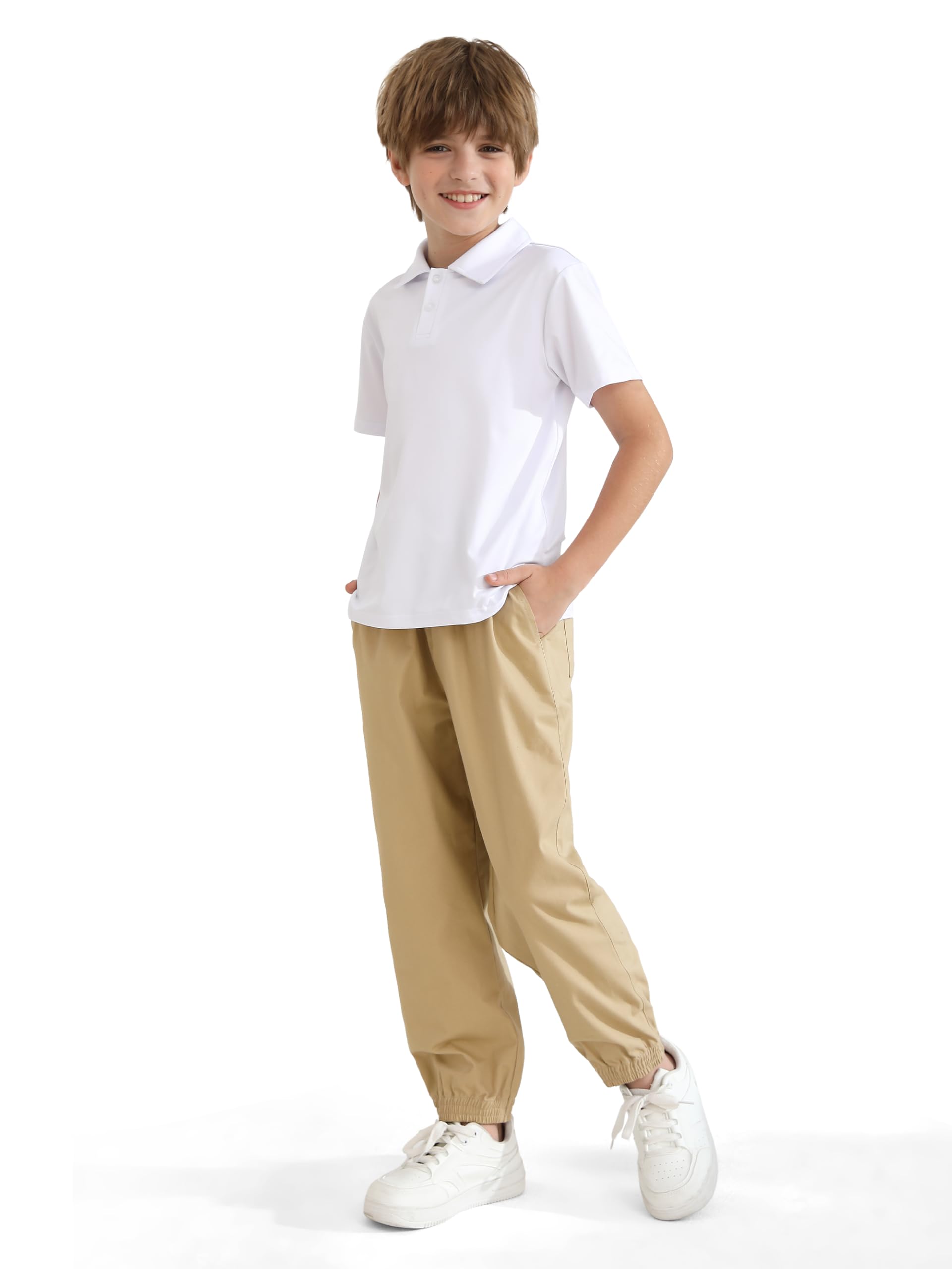 Resinta 3 Pack Boys' Stretch School Jogger Pants Pull-On 