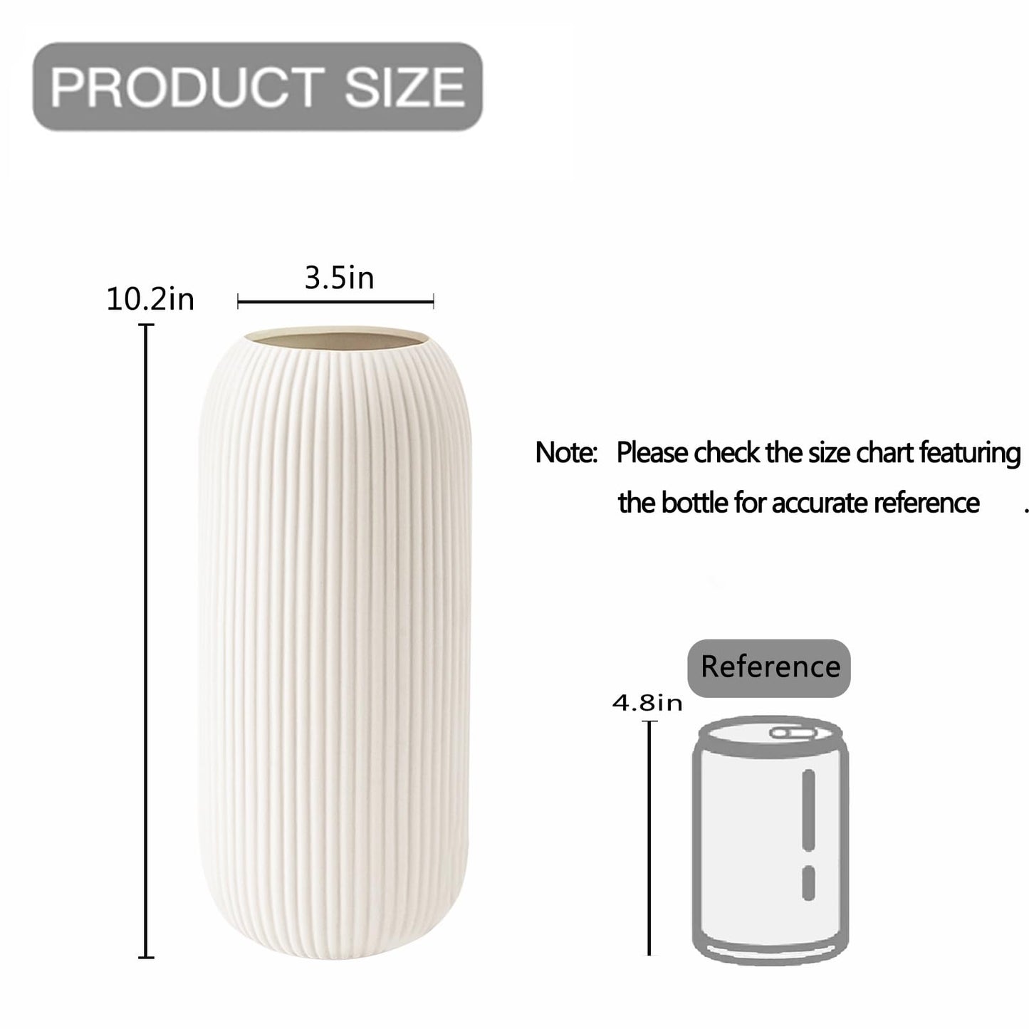 Ceramic Vase for Flowers – Modern Small Ribbed Textured Flower Vase for Home Decor, Pampas Grass, Decorative, Farmhouse, Coffee Table, Kitchen Centerpieces, Bookshelf and Home Living (White)