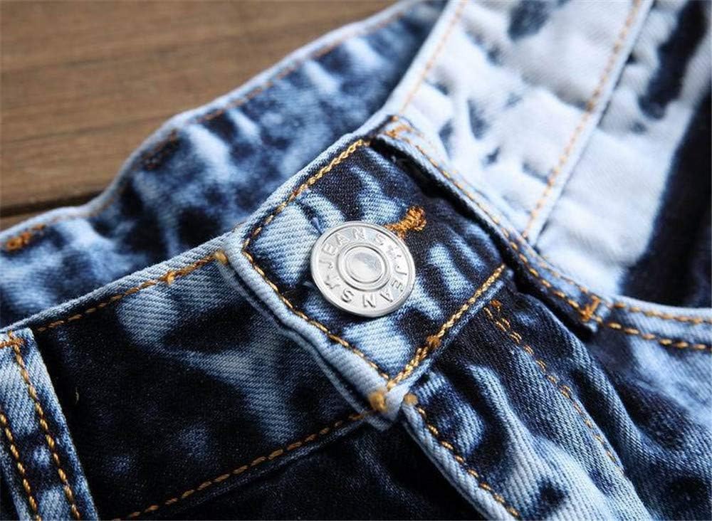 AITITIA Men's Biker Zipper Deco Washed Straight Fit Jeans (40, 002 Light Blue)