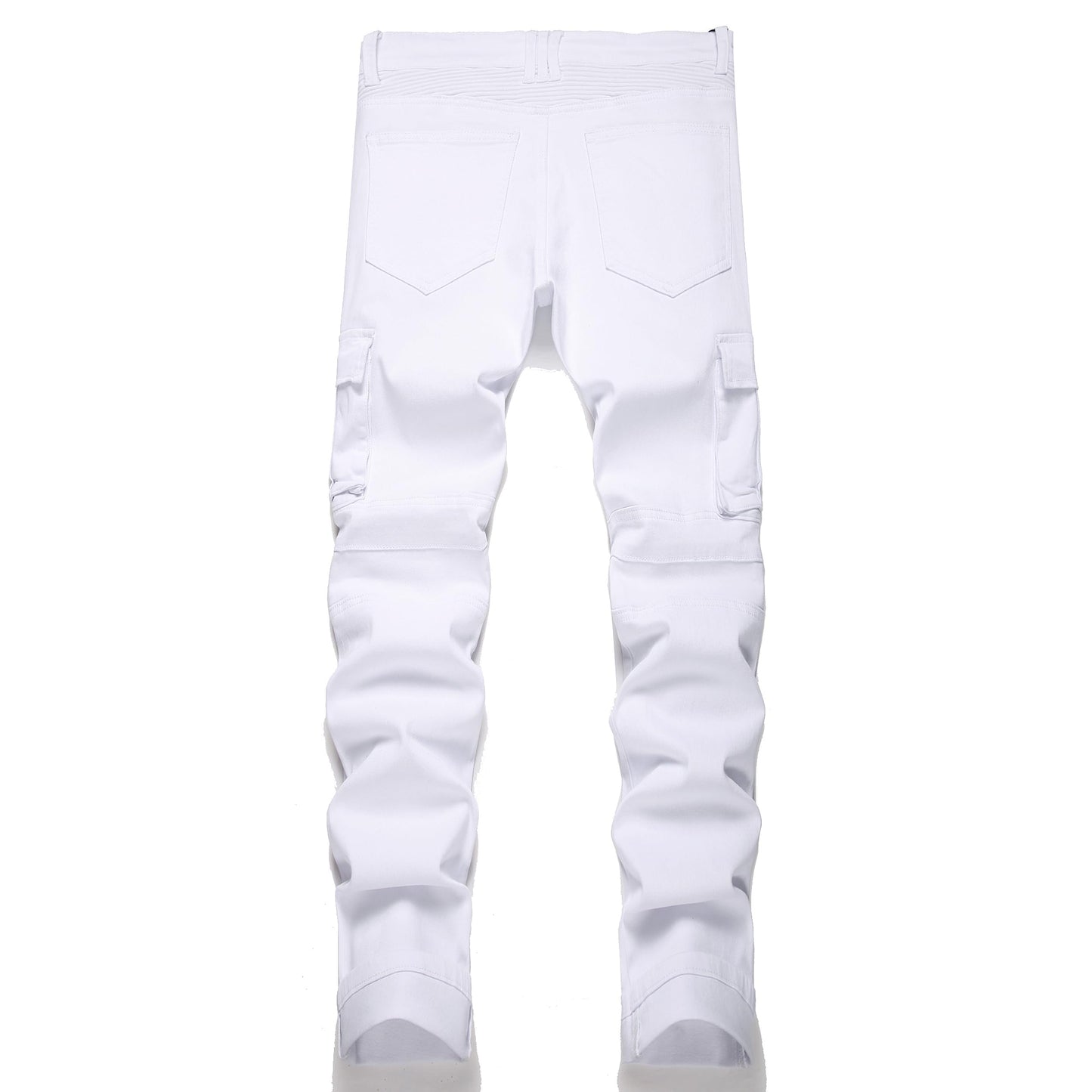 AITITIA Men's Biker Zipper Deco Washed Straight Fit Jeans (40, 002 Light Blue)