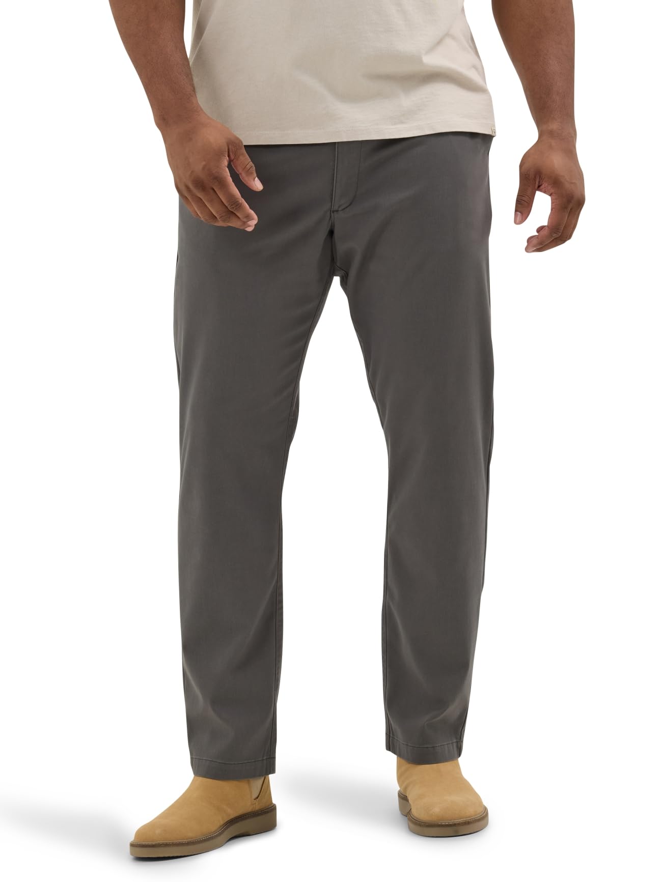 Lee Men's Big & Tall Extreme Motion Flat Front Relaxed Taper Pant Khaki 52W x 30L