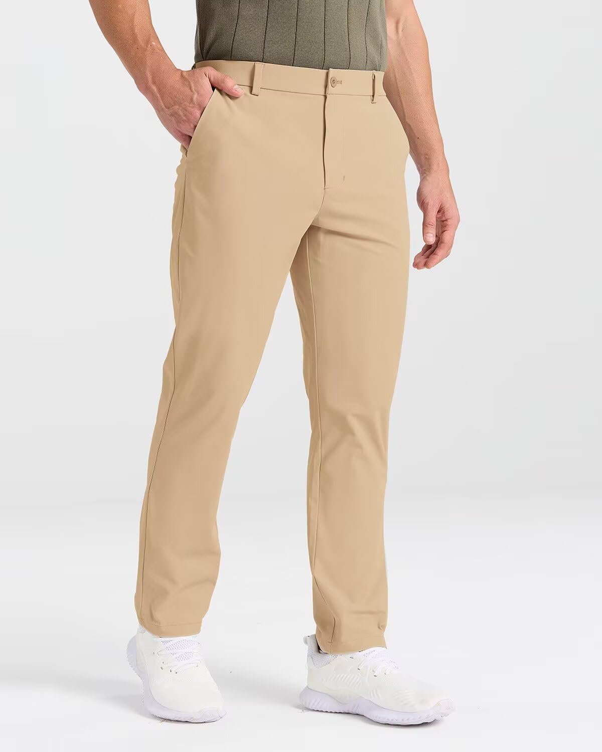 SNOWTEN Mens Golf Pants Classic Fit Stretch Work Dress Pants 30" Quick Dry Lightweight Casual Comfy Pants with Pockets Black 35w × 30L