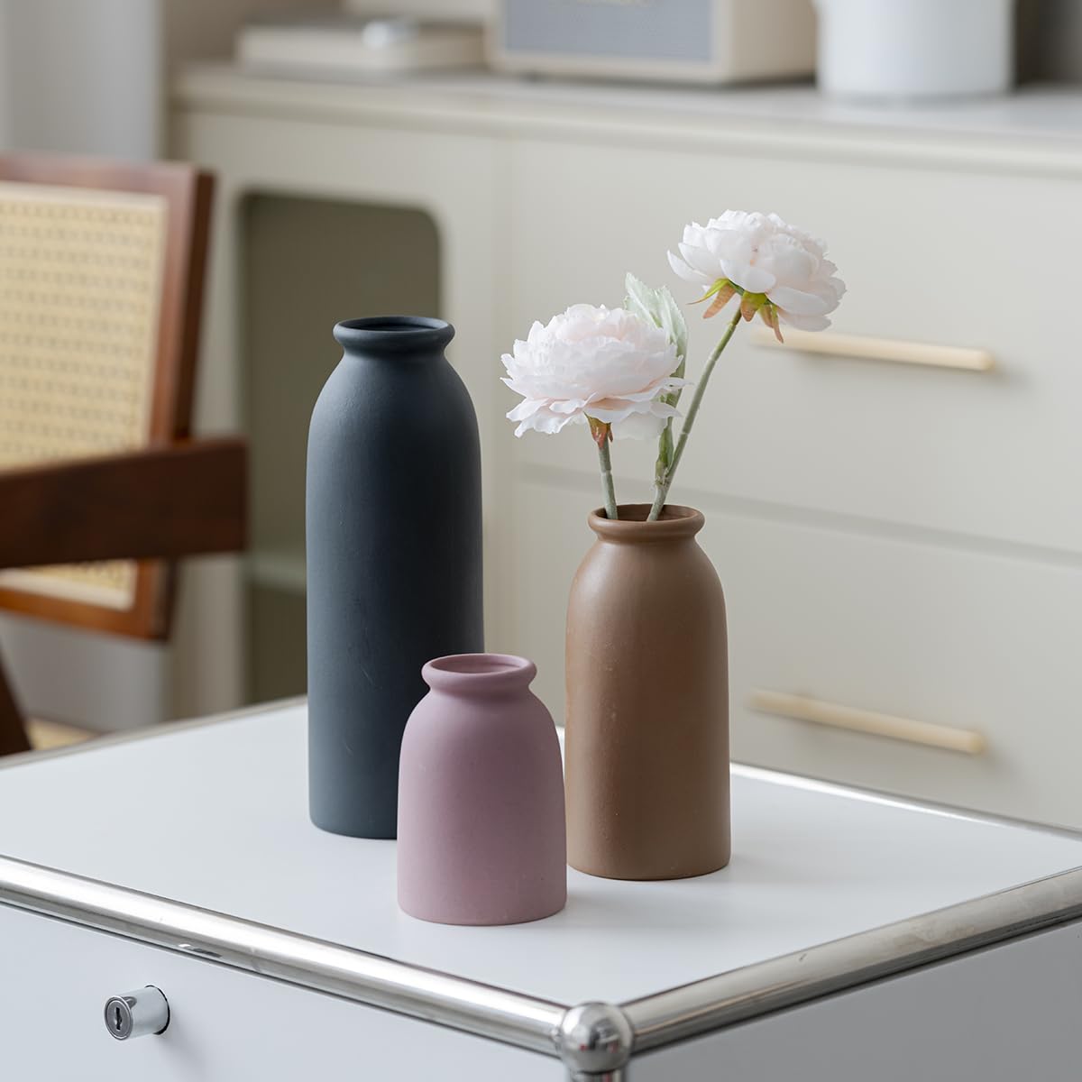 Ceramic Vase Set-3, Small Flower Vases for Decor