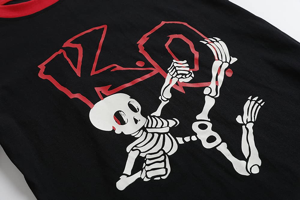 MyFav Big Boys Glow in Dark Skull Pjs Sleepwear Summer Pajama Shorts Sets, Skateboard, 14 Years