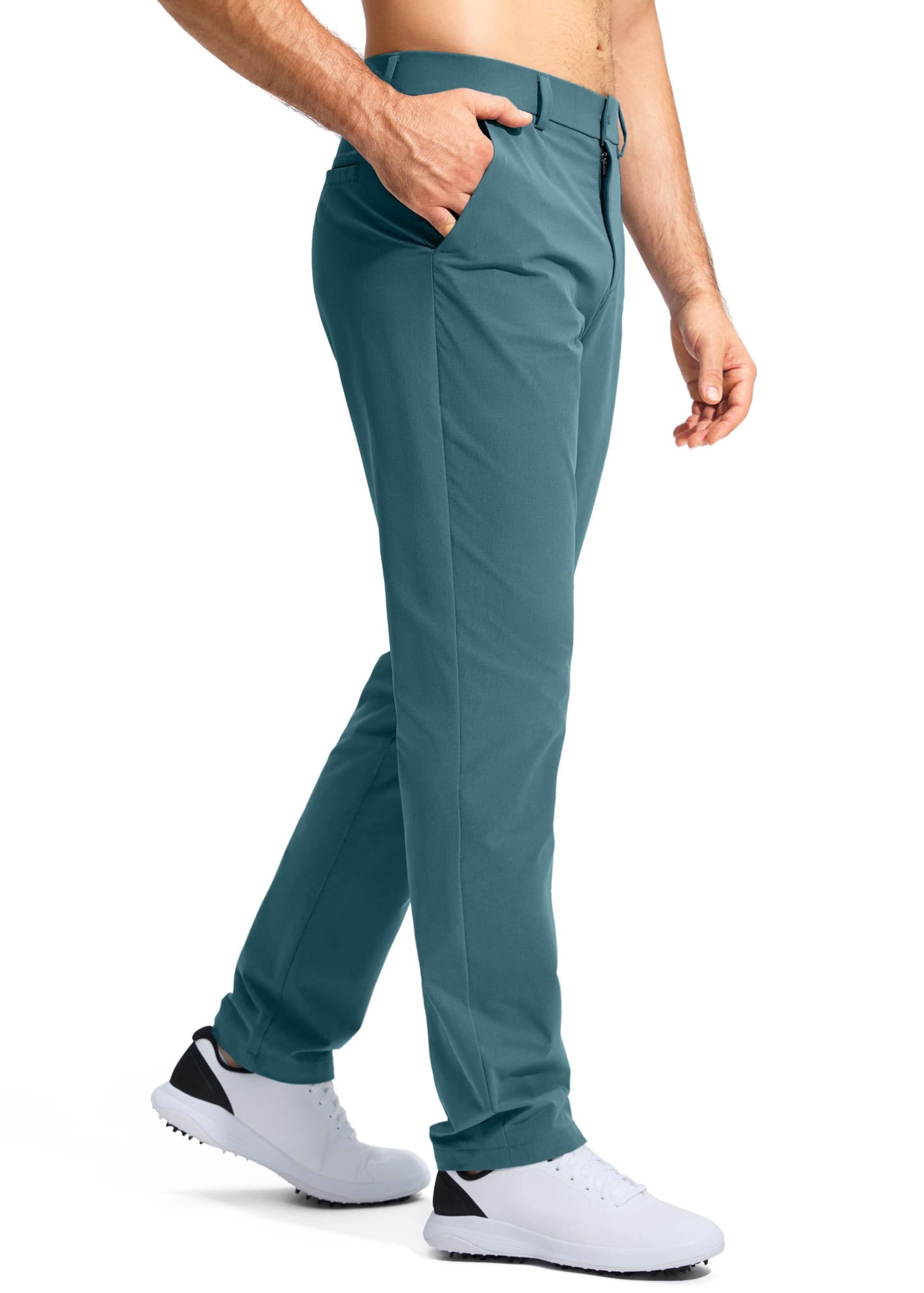 Pudolla Men's Golf Pants Stretch Classic Fit Work Dress Pants 30 Lightweight Quick Dry Casual Slacks Trousers with Pockets(Khaki 34Wx30L)