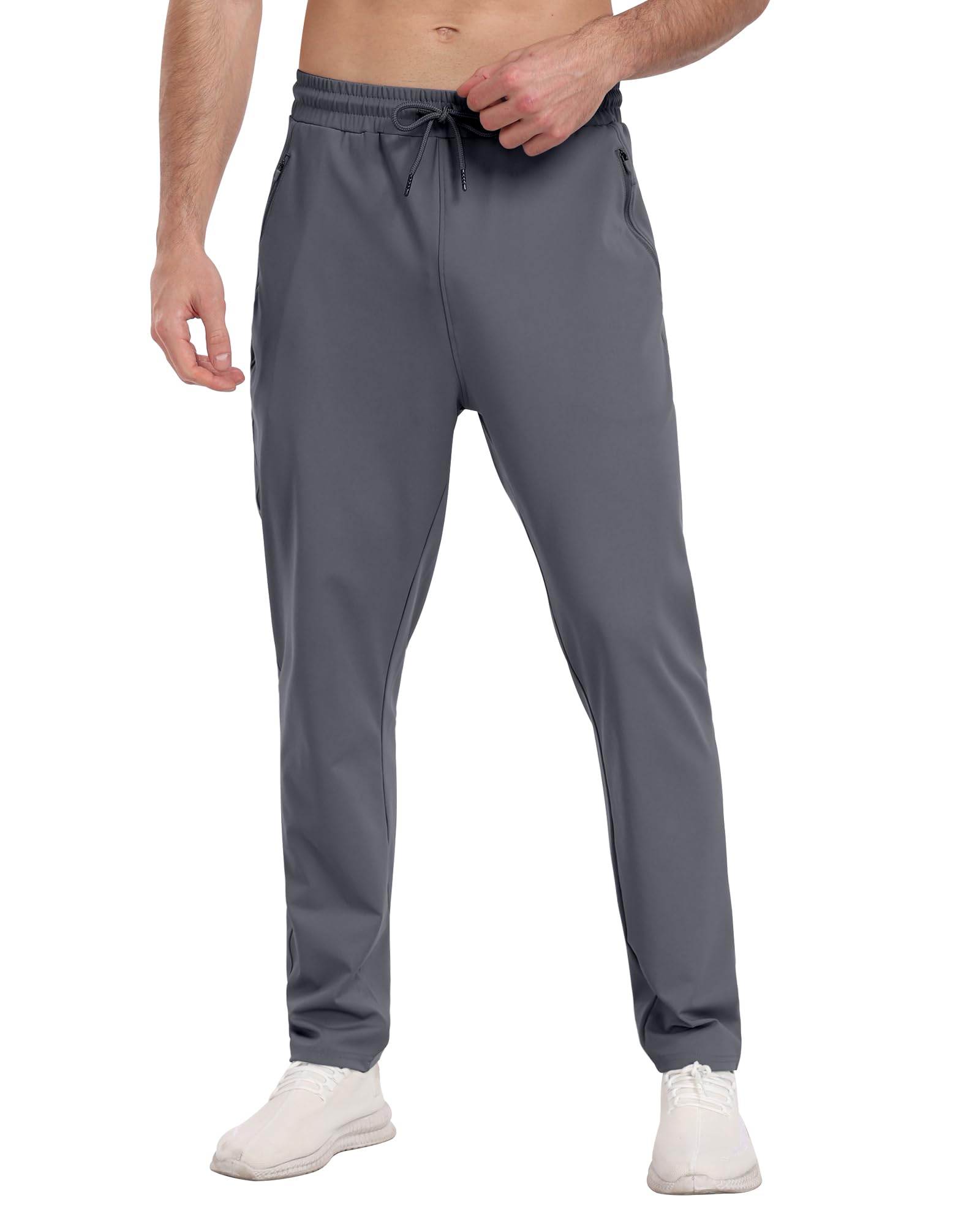 PARISDIARY 3 Pack Mens Athletic Sweatpants with Zipper Pockets,Workout Gym Joggers Pants for Men Running Jogging Pants-BlackDark GrayNavy-L