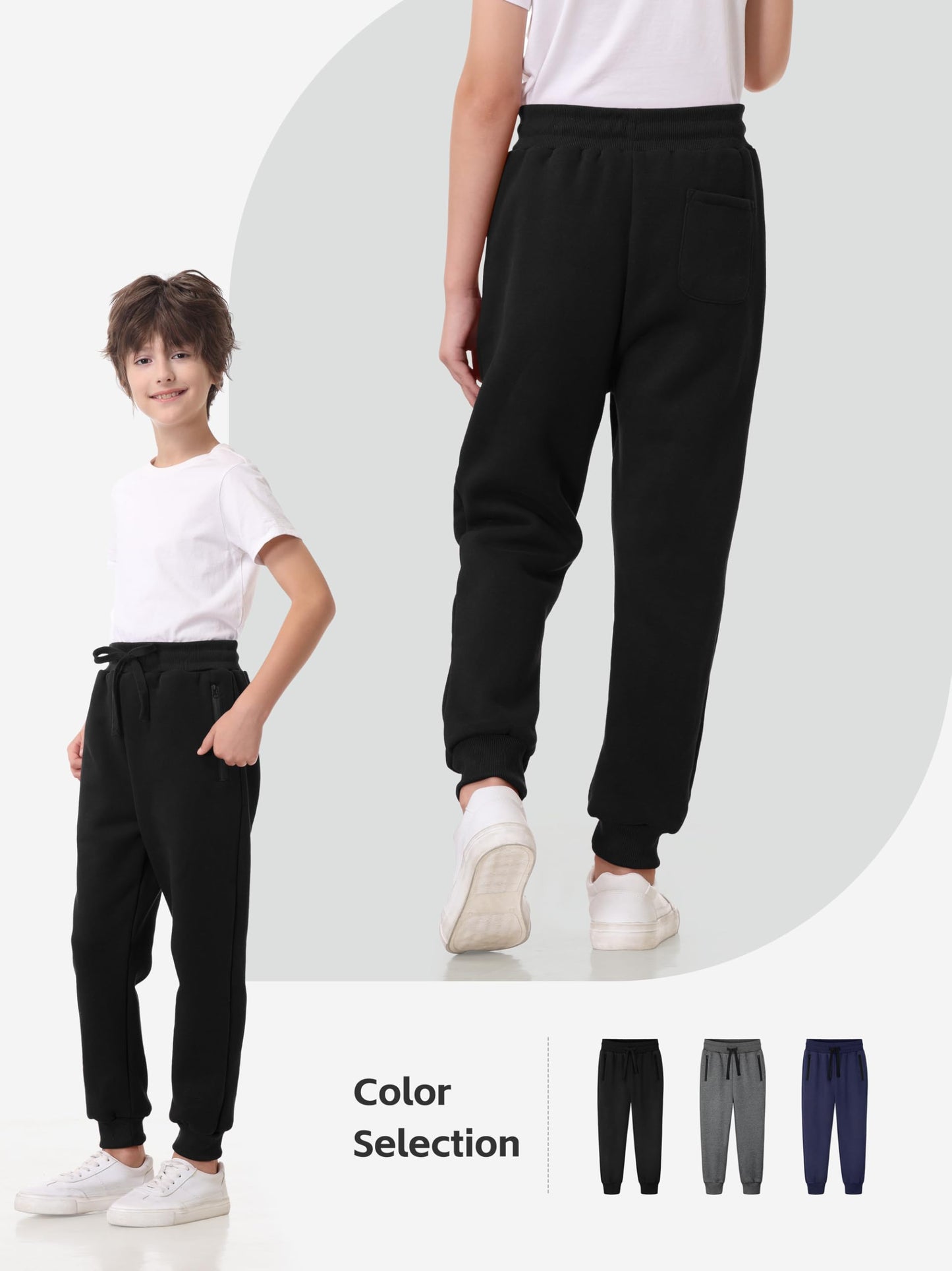 Real Essentials 3 Pack: Boys Tech Fleece Jogger Active Sweatpants with Pockets