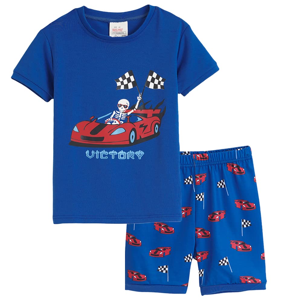 MyFav Big Boys Glow in Dark Skull Pjs Sleepwear Summer Pajama Shorts Sets, Skateboard, 14 Years