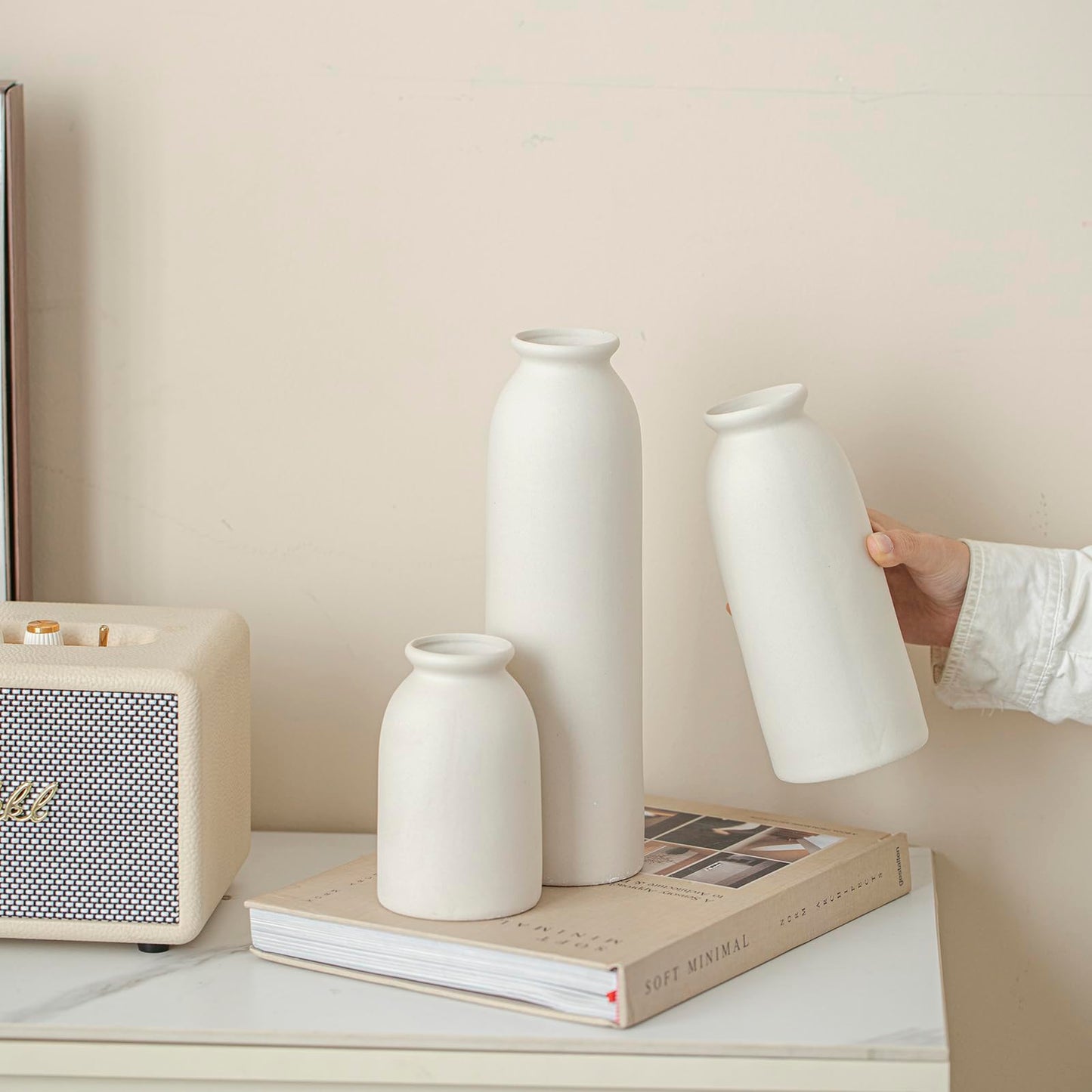 Ceramic Vase Set-3, Small Flower Vases for Decor