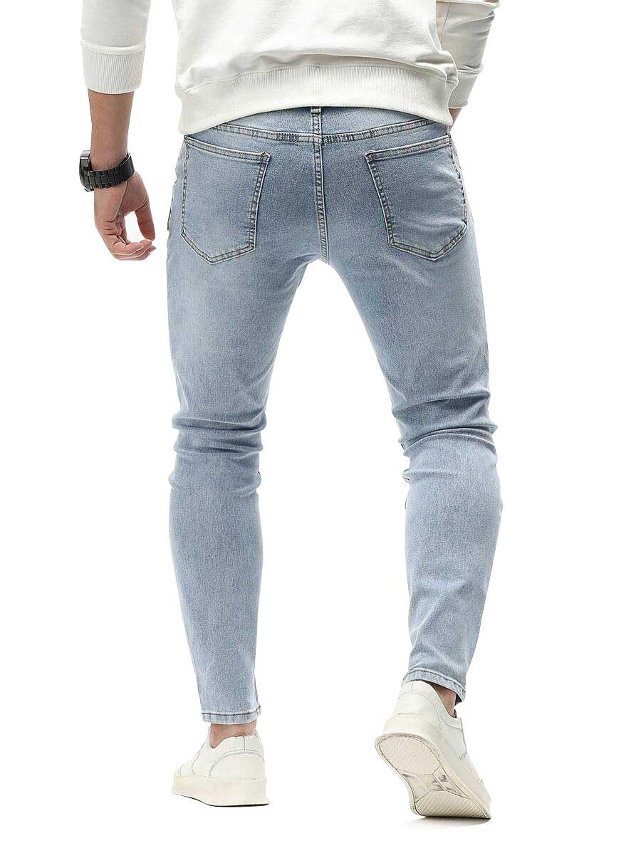 HUNGSON Men's Ripped Skinny Jeans Stretchy Slim Fit Jeans Pants for Men