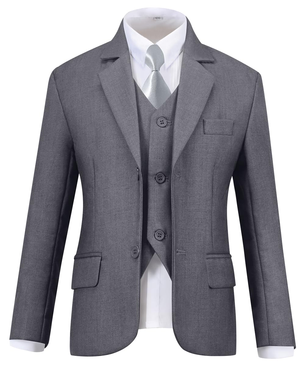 Visaccy Suit for Boys 5 Pieces Kids Tuxedo Boy Suits Slim Fit Suits Outfit for Wedding Navy Blue Size 20