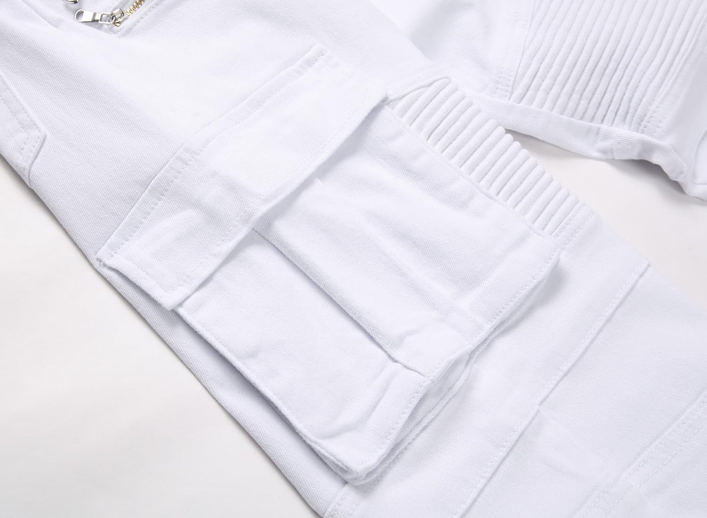 AITITIA Men's Biker Zipper Deco Washed Straight Fit Jeans (40, 002 Light Blue)