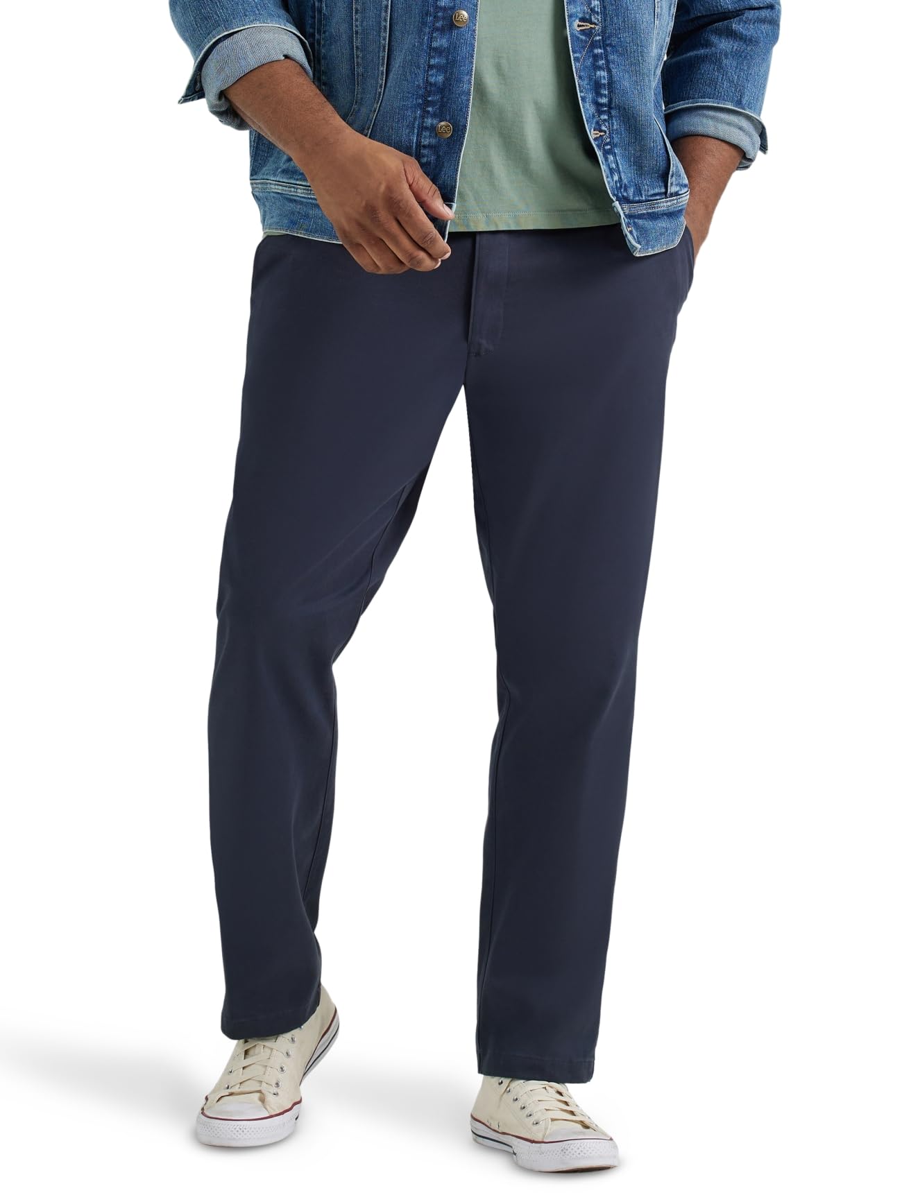 Lee Men's Big & Tall Extreme Motion Flat Front Relaxed Taper Pant Khaki 52W x 30L