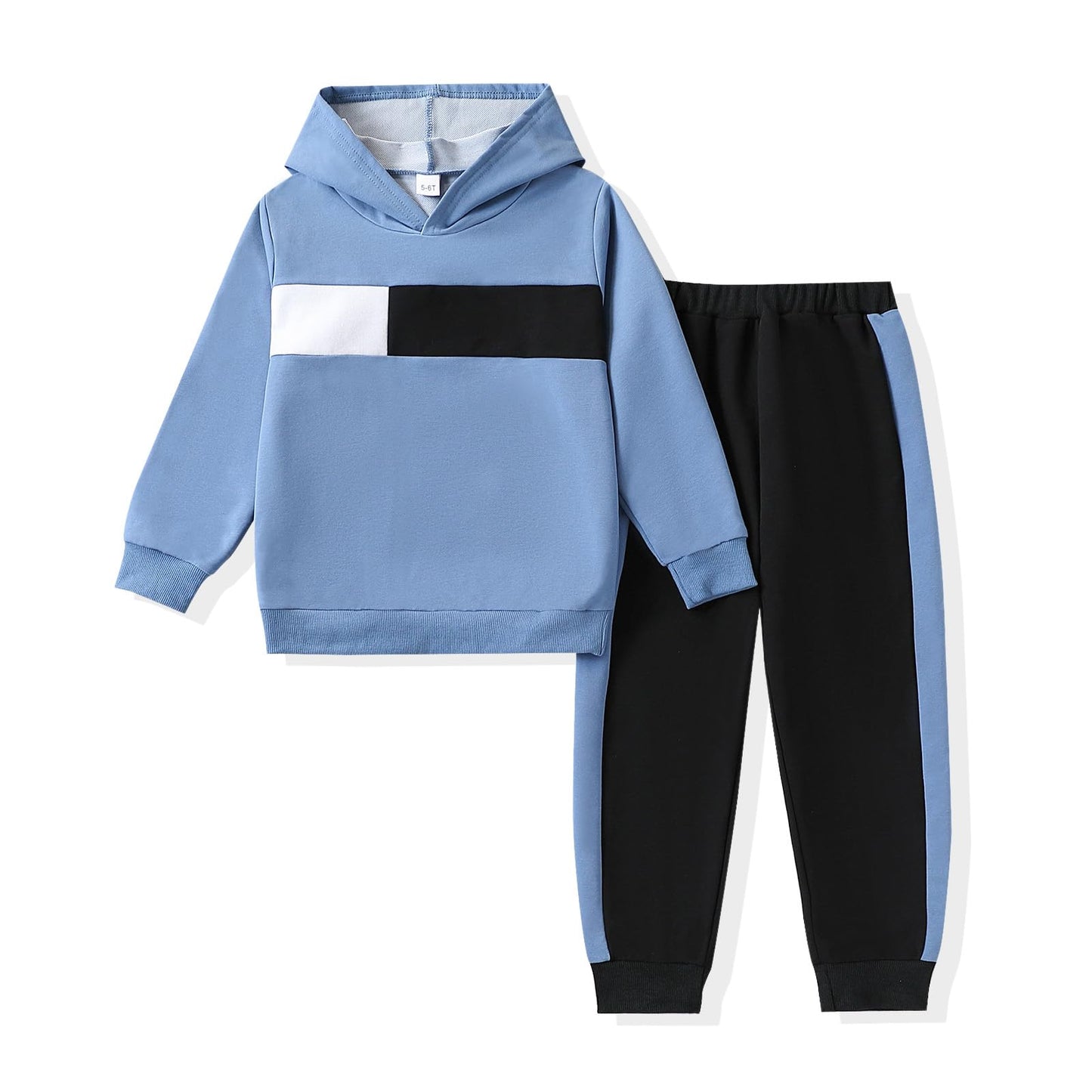 KIDLAGA Toddler Boy Clothes Long Sleeve Hoodie Sweatsuits Tops and Pants Boys Fall Winter Color Block Outfits Set Orange 11-12 Years