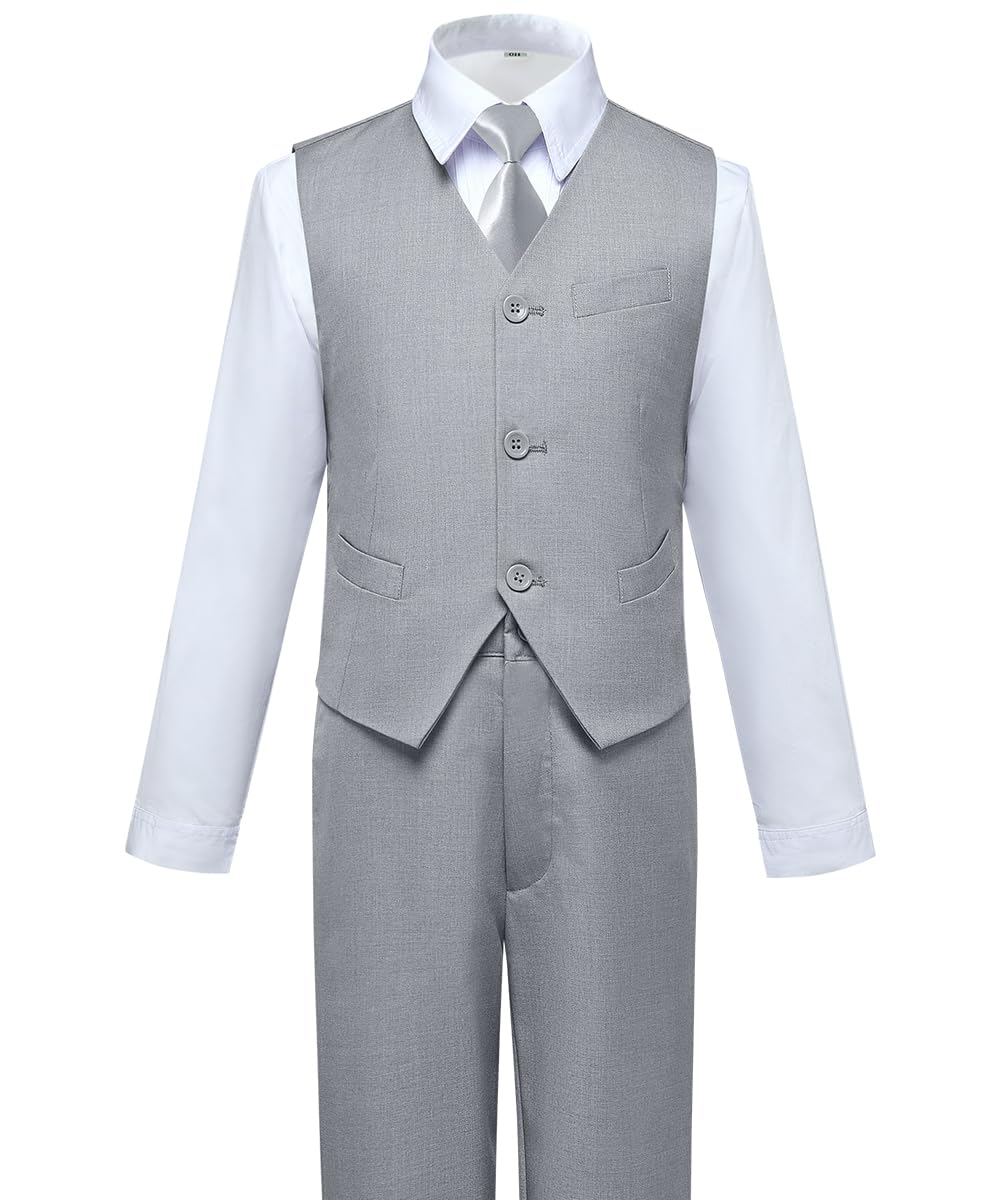 Visaccy Suit for Boys 5 Pieces Kids Tuxedo Boy Suits Slim Fit Suits Outfit for Wedding Navy Blue Size 20