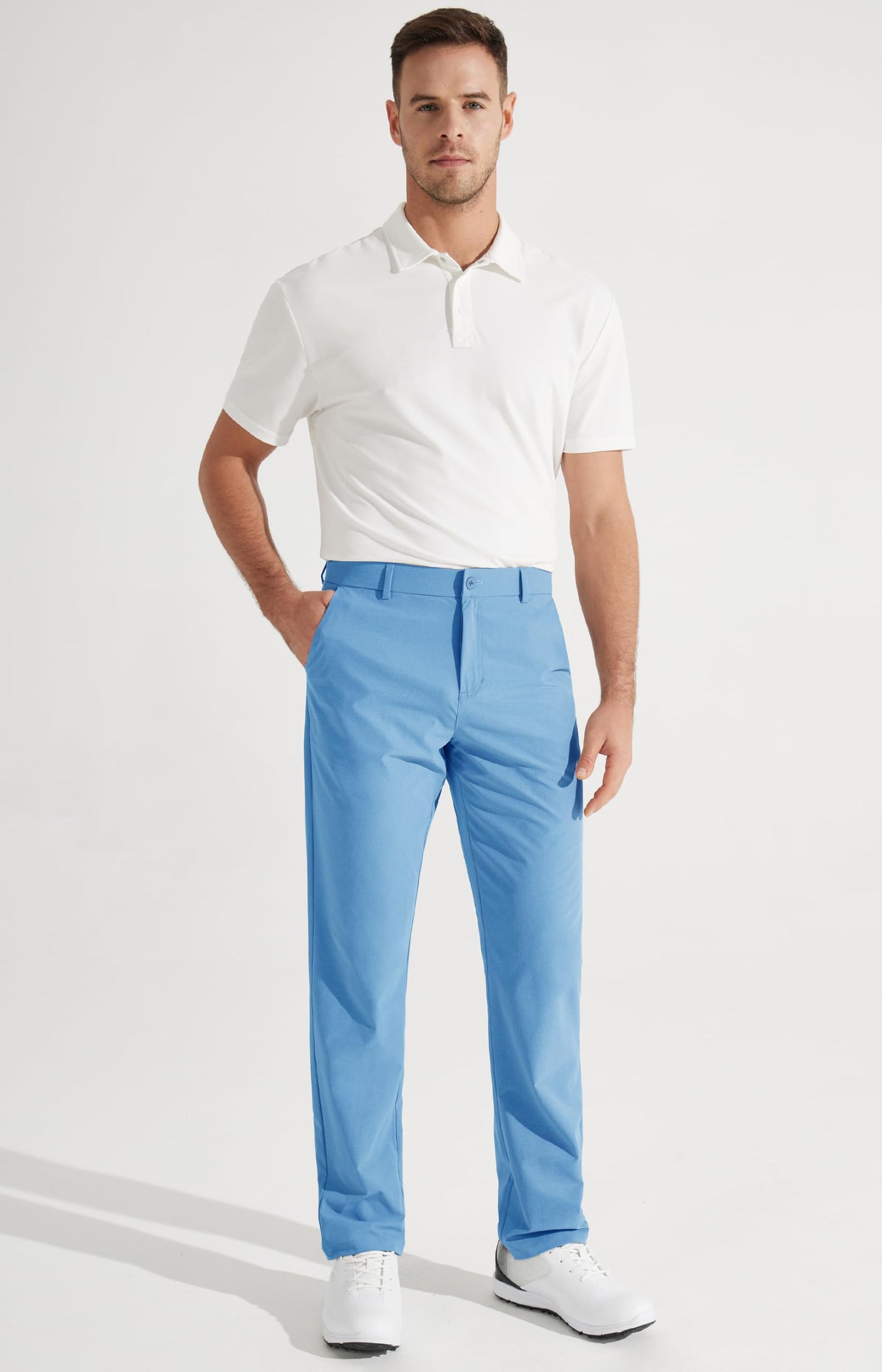 Libin Men's Golf Pants Classic Fit Stretch Work Dress Pants 32" Quick Dry Lightweight Business Casual Trousers Comfort Water Resistant, Black, 33W x 32L