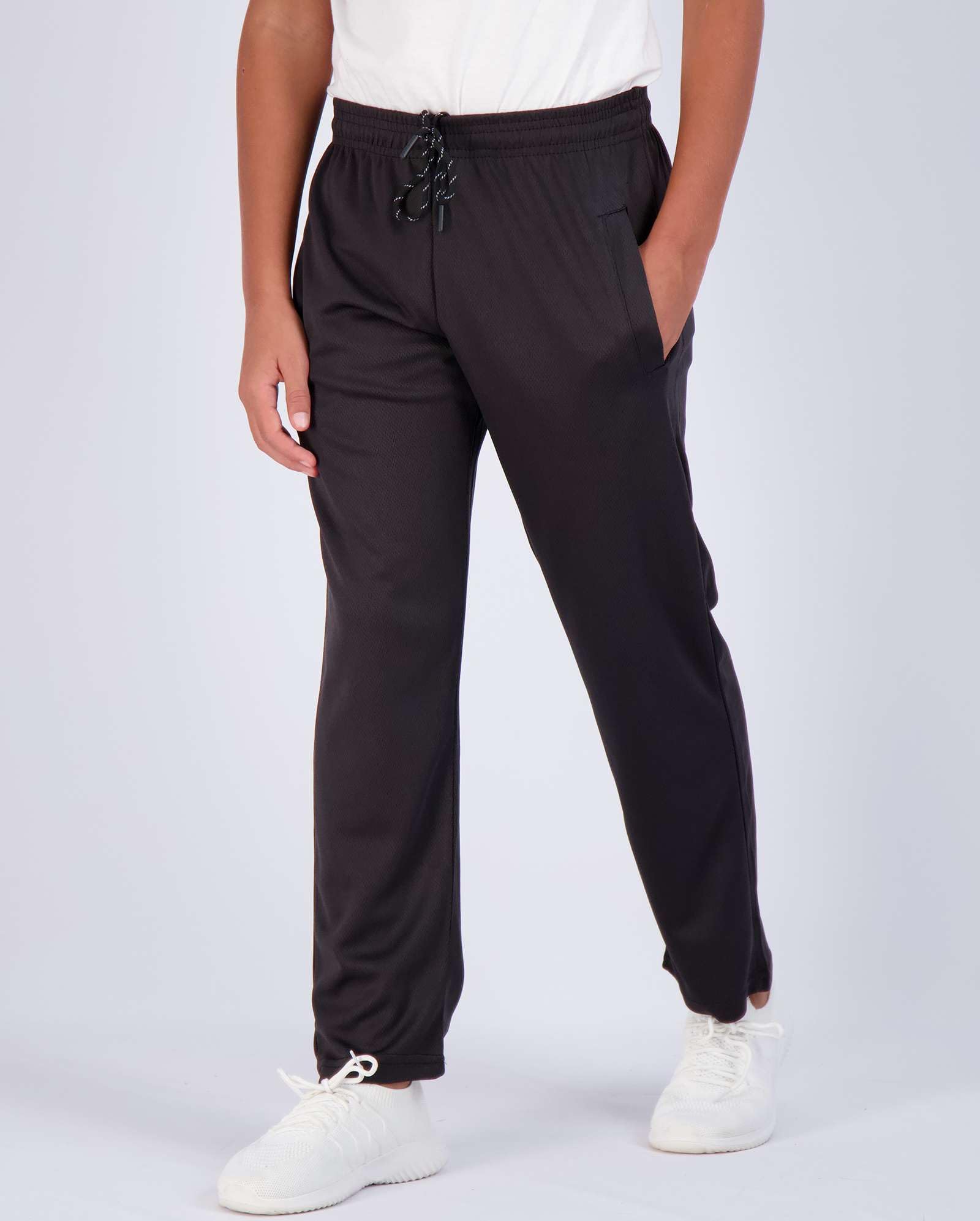 Real Essentials 3 Pack: Boys' Mesh Open Bottom Active Sweatpants with Pockets