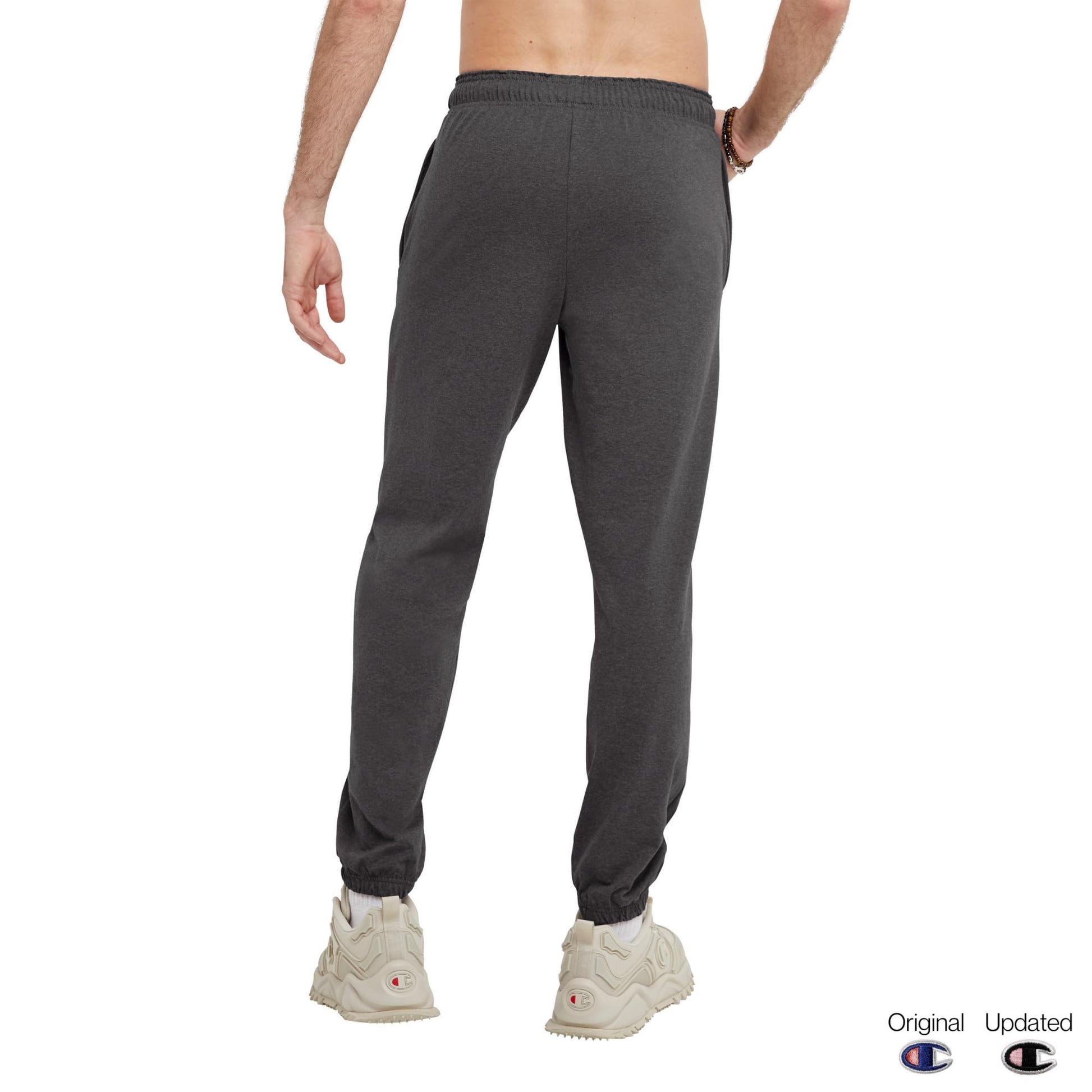 Champion Men's Everyday Fitted Ankle Cotton Pants, 31.5" Inseam, Cotton Knit Pants Left Hip "C" Logo, Cotton Warm-Up Pants