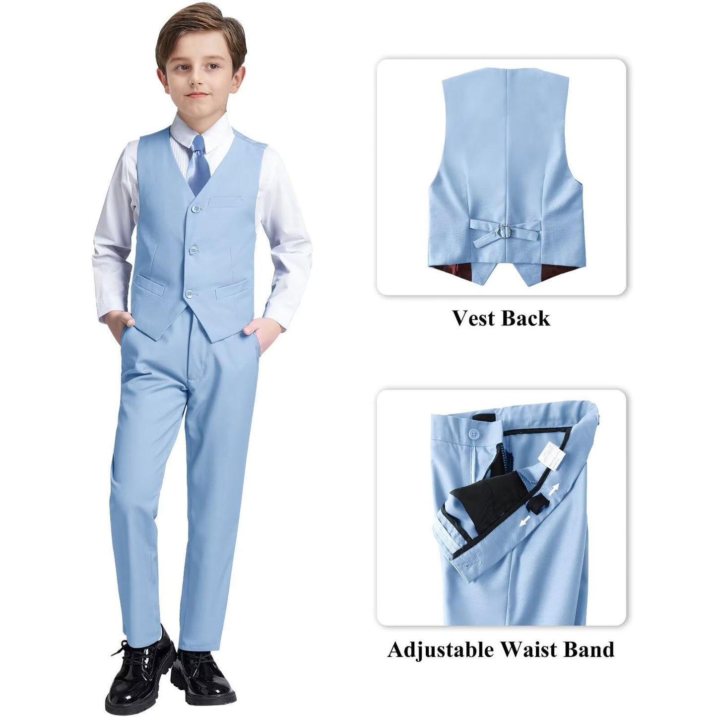 Boys' Suits Size 2T Kids Black Suit Slim Fit 6 Piece Formal Suit Set Teen Toddler Ring Bearer Outfit for Wedding