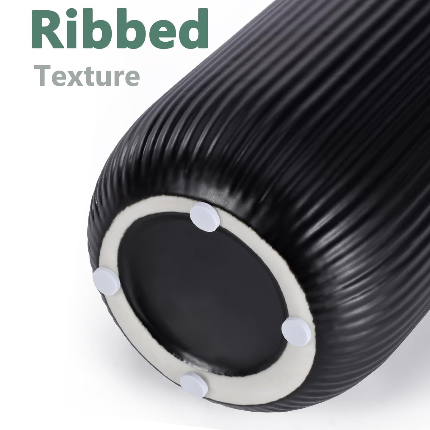 Ceramic Vase for Flowers – Modern Small Ribbed Textured Flower Vase for Home Decor, Pampas Grass, Decorative, Farmhouse, Coffee Table, Kitchen Centerpieces, Bookshelf and Home Living (White)