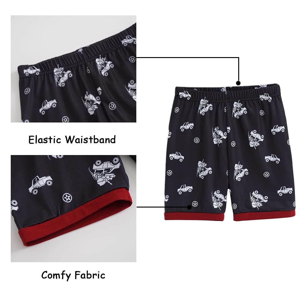 MyFav Big Boys Glow in Dark Skull Pjs Sleepwear Summer Pajama Shorts Sets, Skateboard, 14 Years