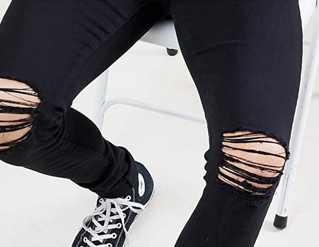 HUNGSON Men's Ripped Skinny Jeans Stretchy Slim Fit Jeans Pants for Men