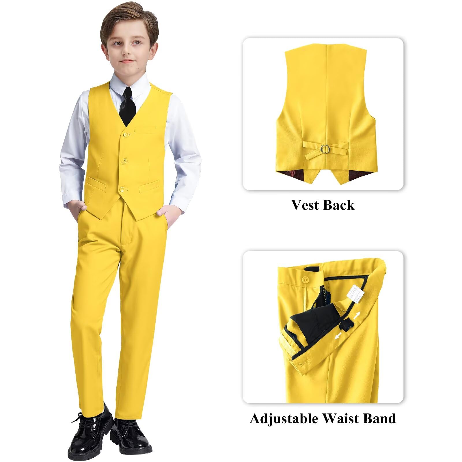 Boys' Suits Size 2T Kids Black Suit Slim Fit 6 Piece Formal Suit Set Teen Toddler Ring Bearer Outfit for Wedding