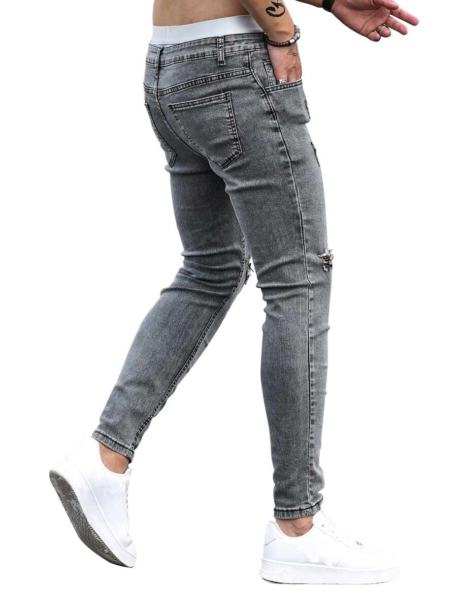 HUNGSON Men's Ripped Skinny Jeans Stretchy Slim Fit Jeans Pants for Men