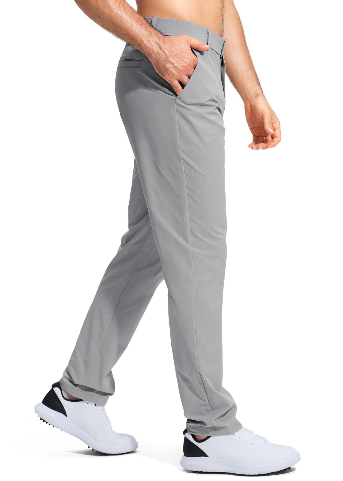 Pudolla Men's Golf Pants Stretch Classic Fit Work Dress Pants 30 Lightweight Quick Dry Casual Slacks Trousers with Pockets(Khaki 34Wx30L)