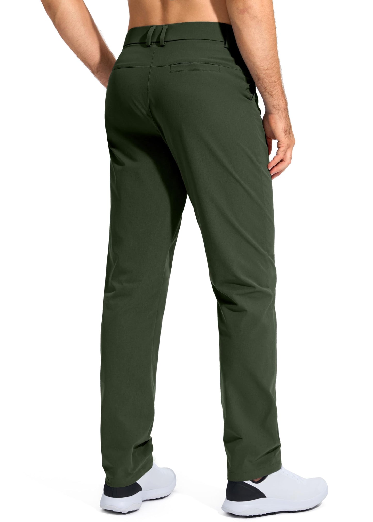 Pudolla Men's Golf Pants Stretch Classic Fit Work Dress Pants 30 Lightweight Quick Dry Casual Slacks Trousers with Pockets(Khaki 34Wx30L)