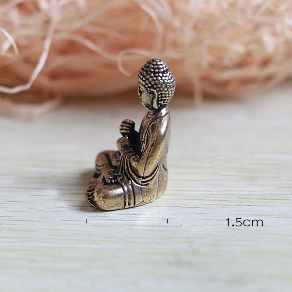 SaiDian 2 Pcs Mini Statue Brass Sakyamuni Buddha Ornaments