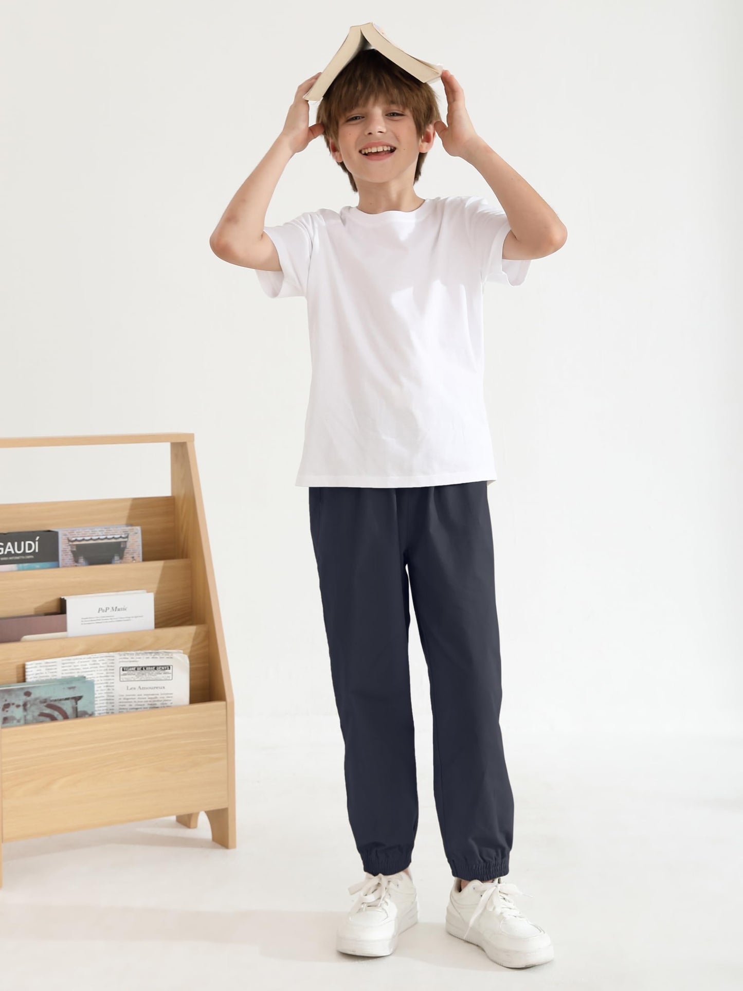 Resinta 3 Pack Boys' Stretch School Jogger Pants Pull-On 