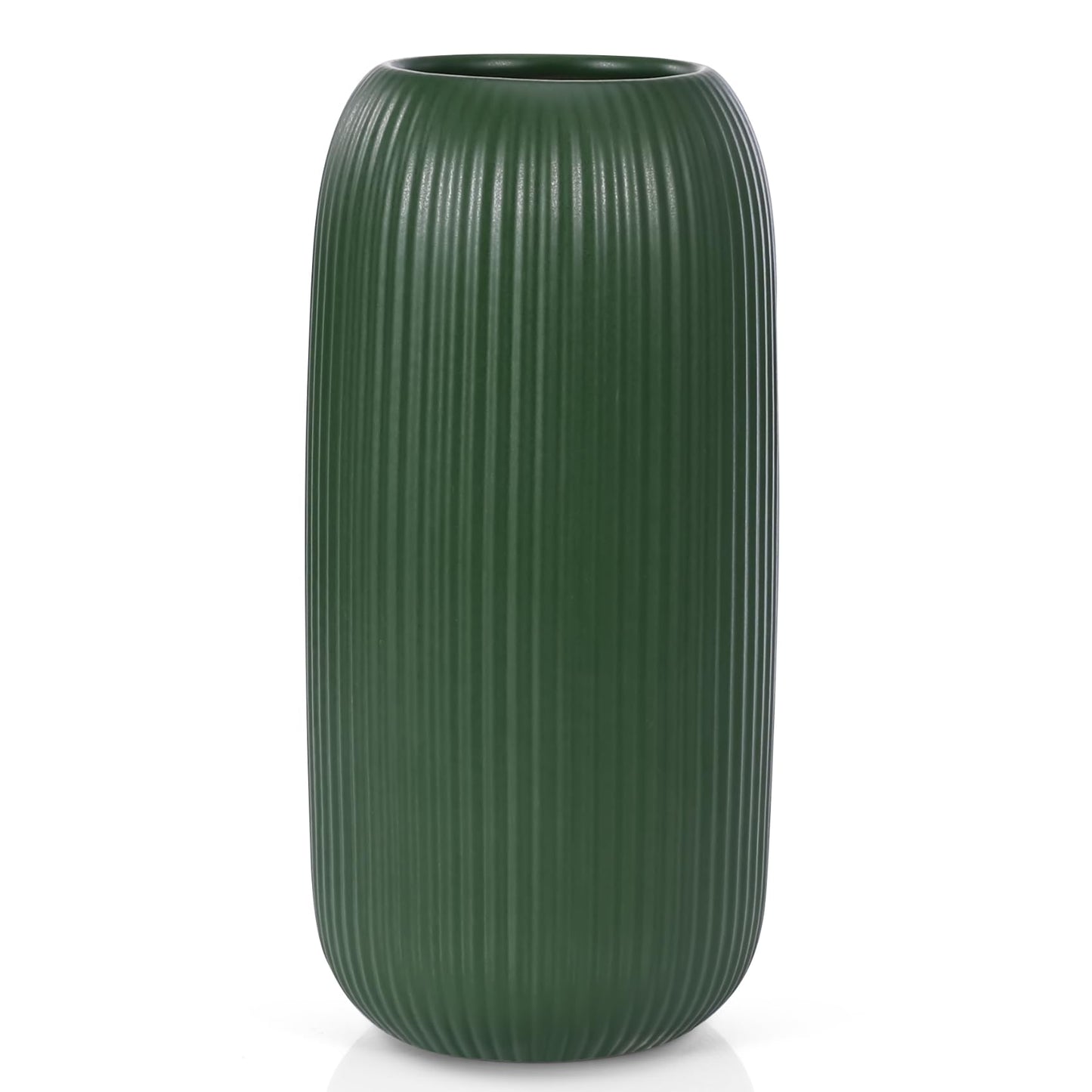 Ceramic Vase for Flowers – Modern Small Ribbed Textured Flower Vase for Home Decor, Pampas Grass, Decorative, Farmhouse, Coffee Table, Kitchen Centerpieces, Bookshelf and Home Living (White)