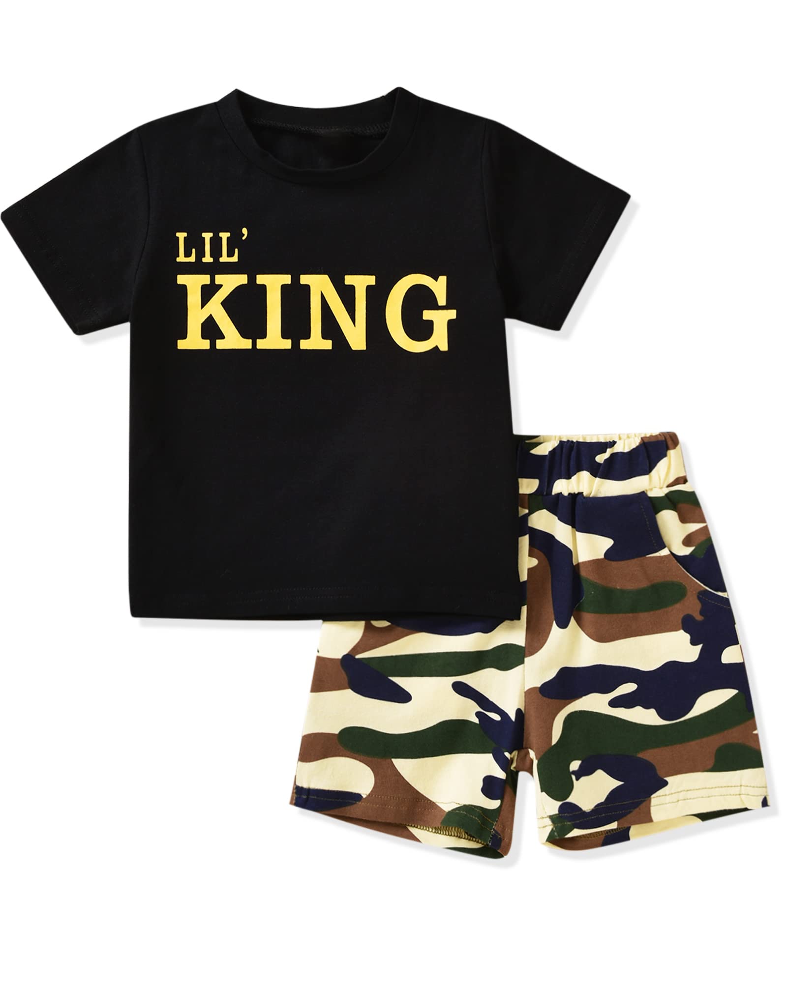 fioukiay 4T Black Toddler Boys Sring Summer Shorts Set Boys Letter Printed Palm Leaf Clothes Outfit