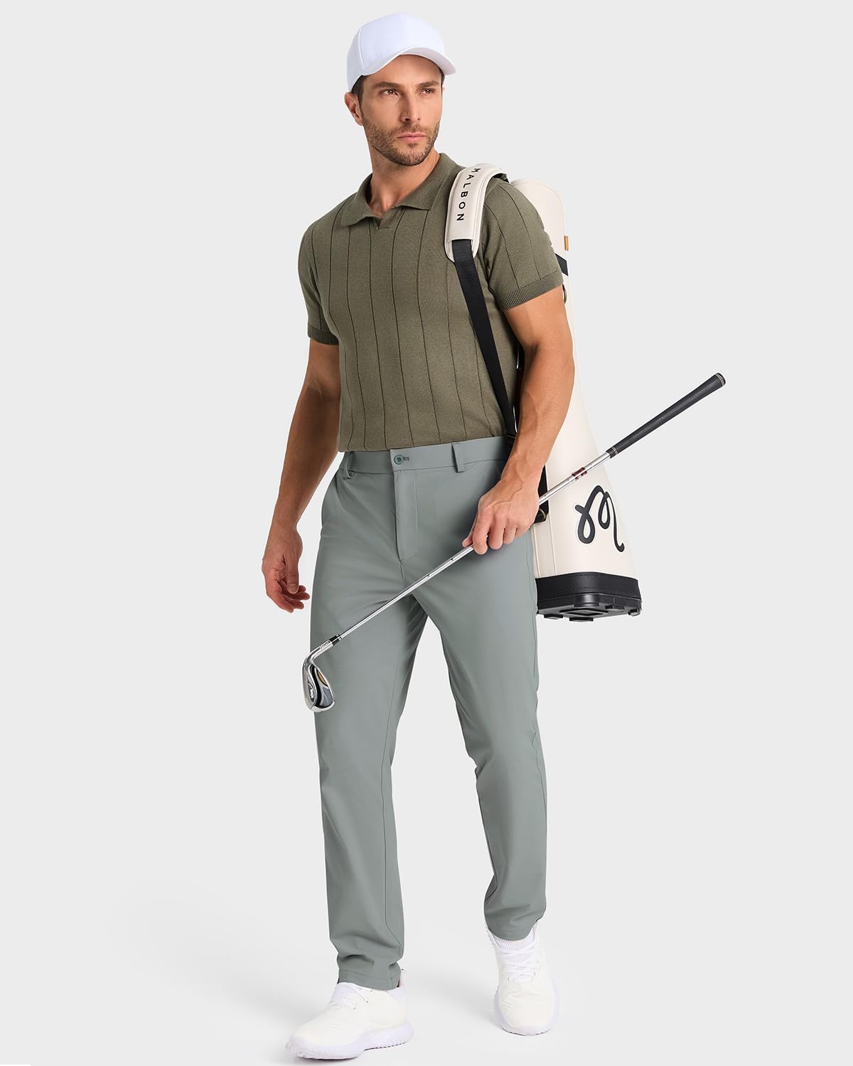 SNOWTEN Mens Golf Pants Classic Fit Stretch Work Dress Pants 30" Quick Dry Lightweight Casual Comfy Pants with Pockets Black 35w × 30L