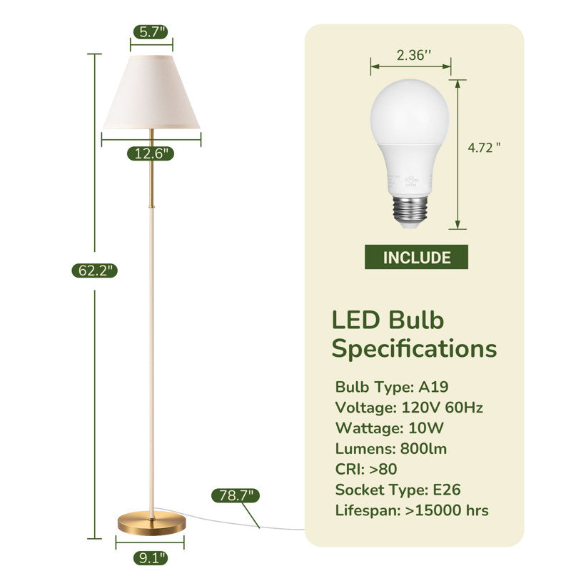 Mercer41 62.2" Traditional Floor Lamp with Remote & LED
