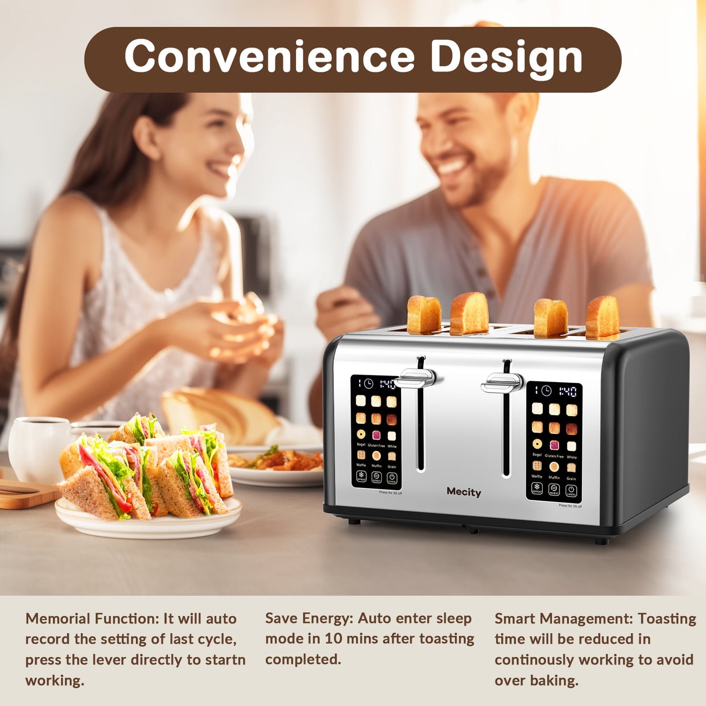 Mecity 2-Slice Stainless Steel Toaster