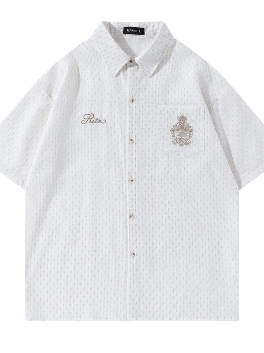 Men's Striped Short Sleeve Button-Up Shirt