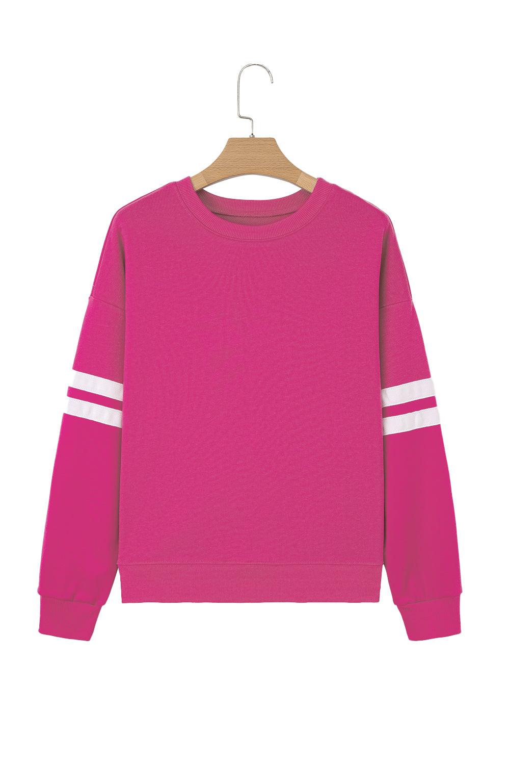 Black Preppy Striped Sleeve Loose Sweatshirt