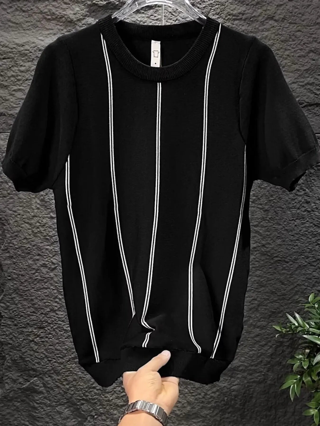 Men's Full Size Striped Short Sleeve T-Shirt Plus Size