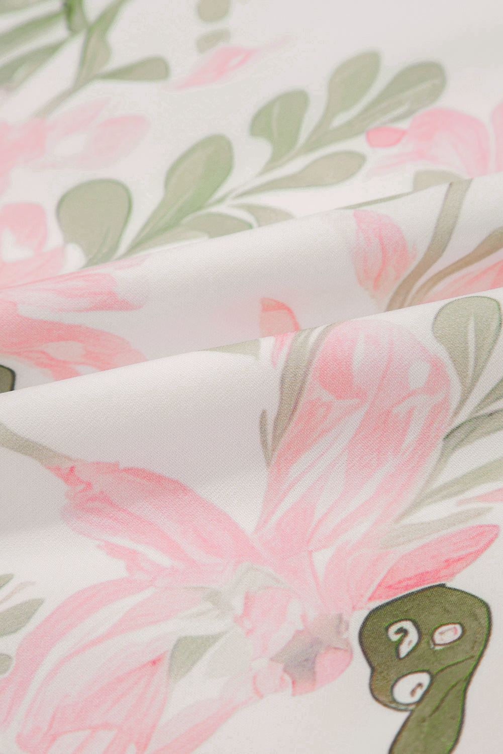 Sky Blue Floral Contrast Edge Ruffle Sleeve Tie Neck Mini Dress