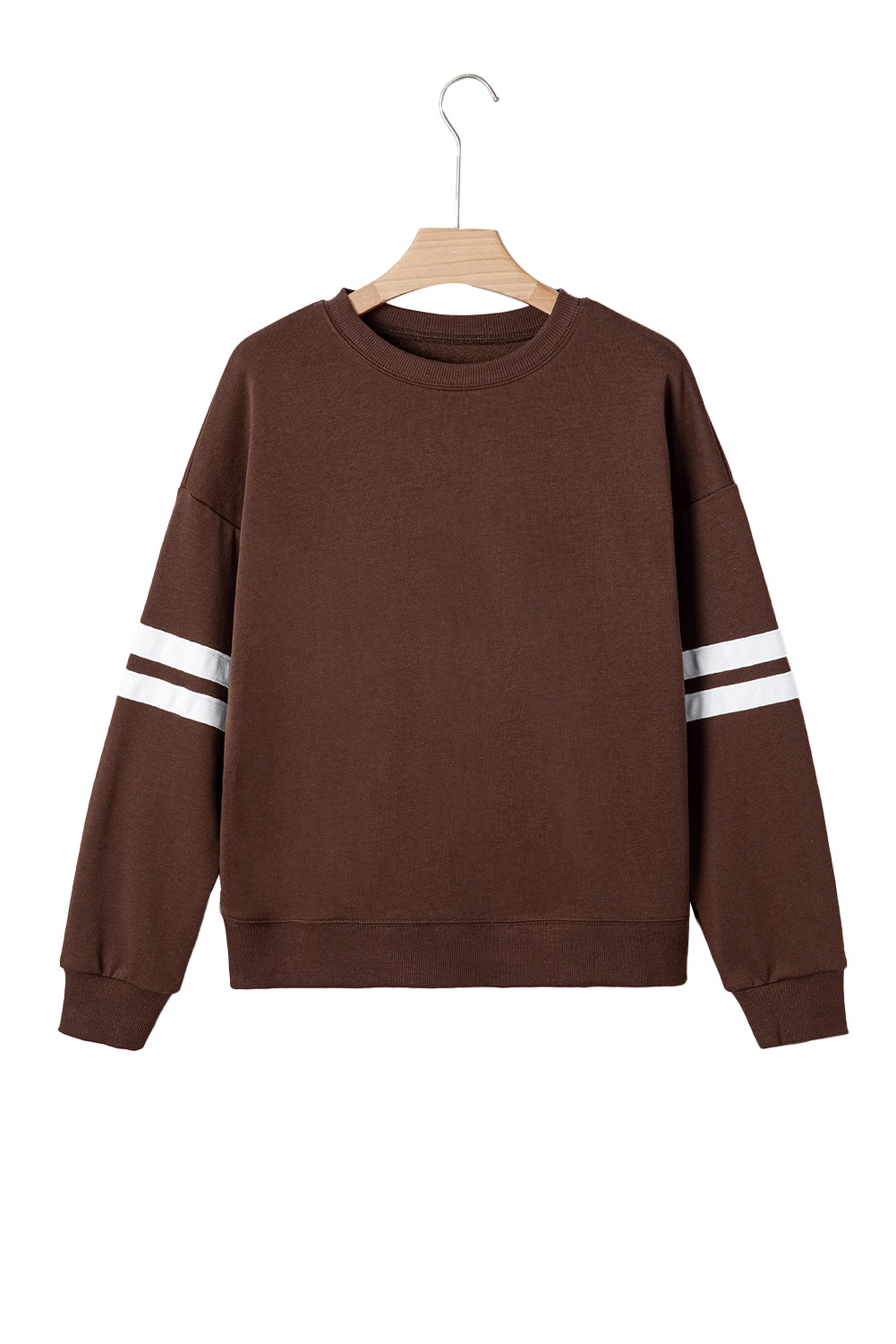  Black Preppy Striped Sleeve Loose Sweatshirt