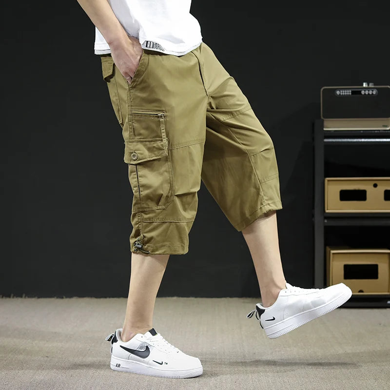 2024 Summer Men's Cargo Shorts Men Comfortable Breathable Multi Pocket Casual Cotton Capri Cropped Trousers Tactical Shorts 5XL
