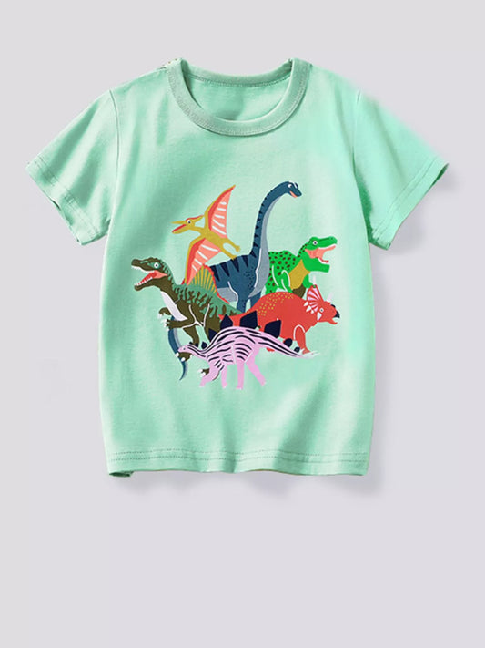 Children's Dinosaur Crew Neck Short Sleeve T-Shirt